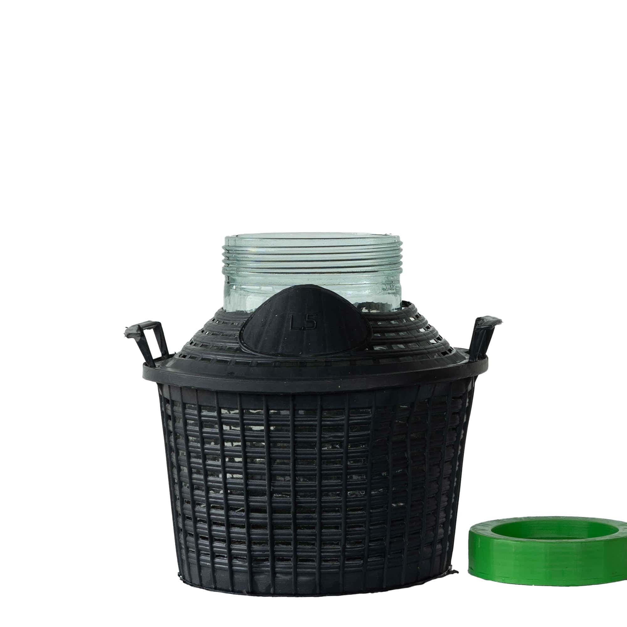 Butelie cu balon de 5 l, gât larg, sticlă, gură: capac cu filet