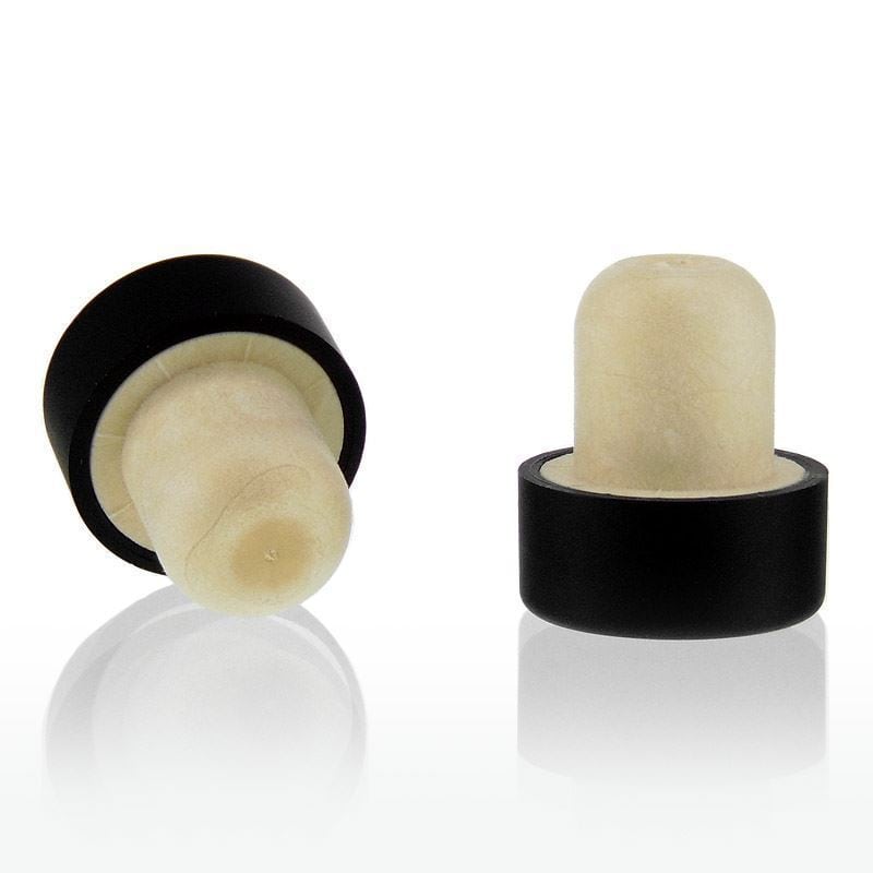 Dop cu mâner 19 mm, plastic, negru, pentru gură: dop din plută