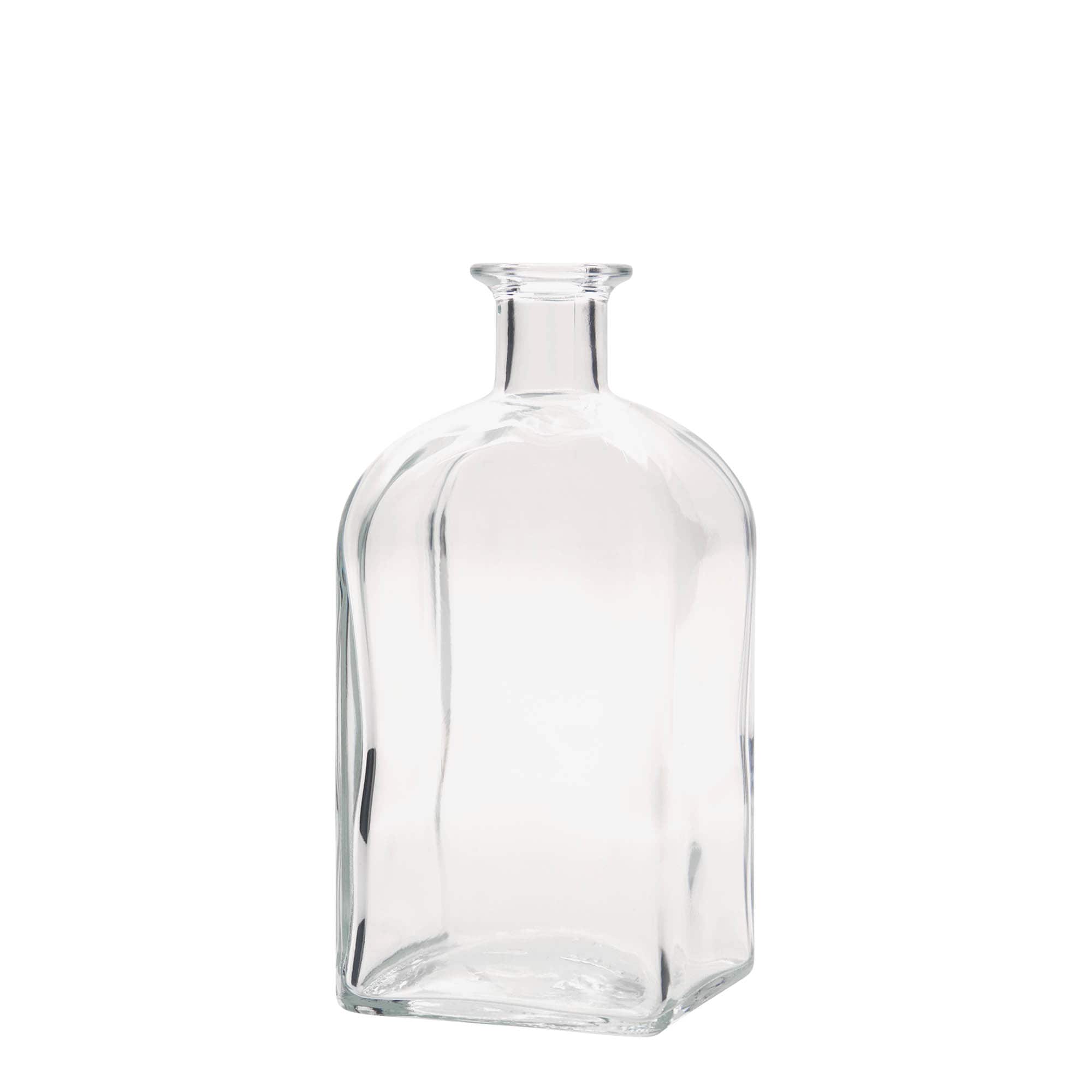 Sticlă de sticlă de 700 ml Apotheker Carré, pătrată, gura: dop de plută