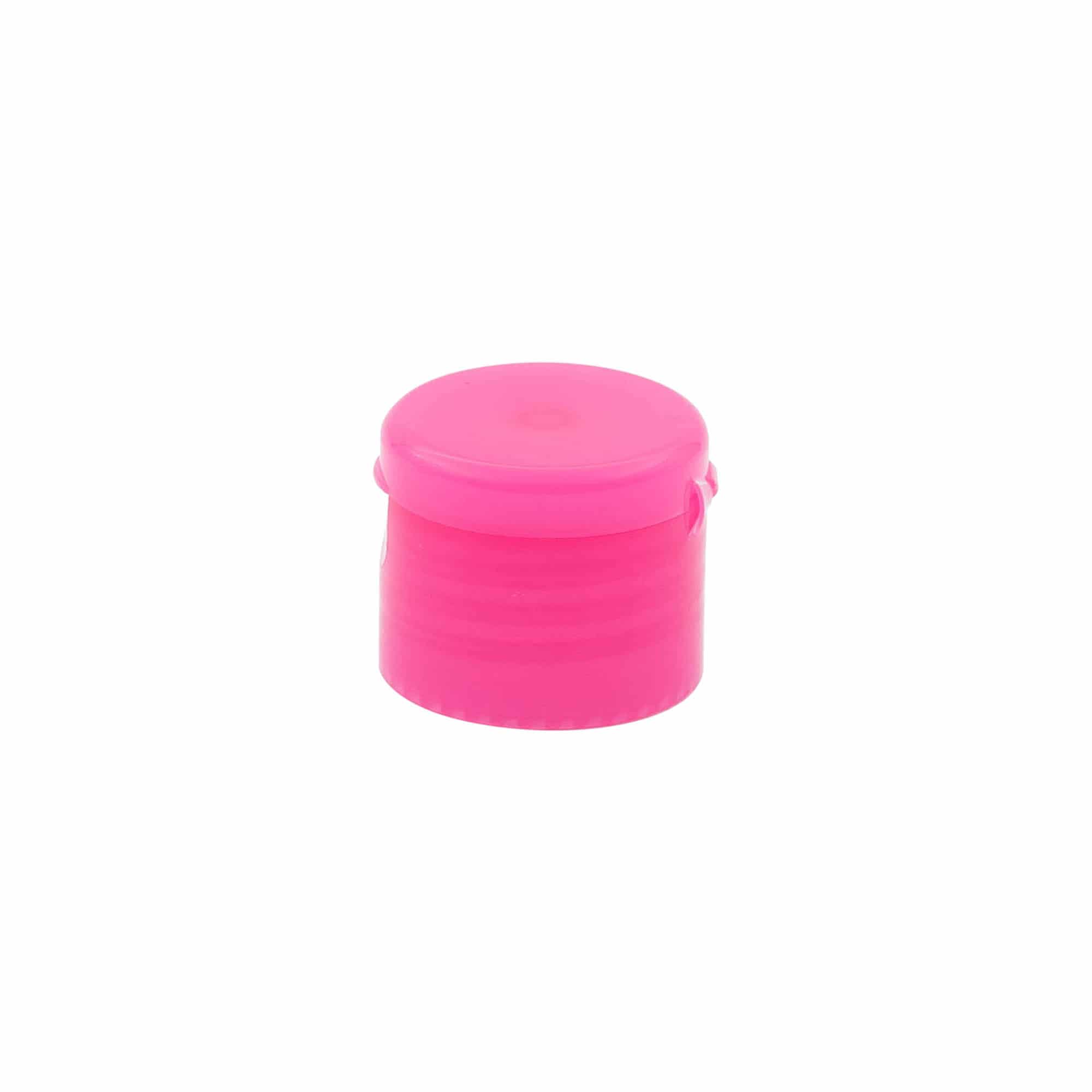 Capac cu filet și balama pliabilă, plastic PP, roz, pentru gura de deschidere: 24/410
