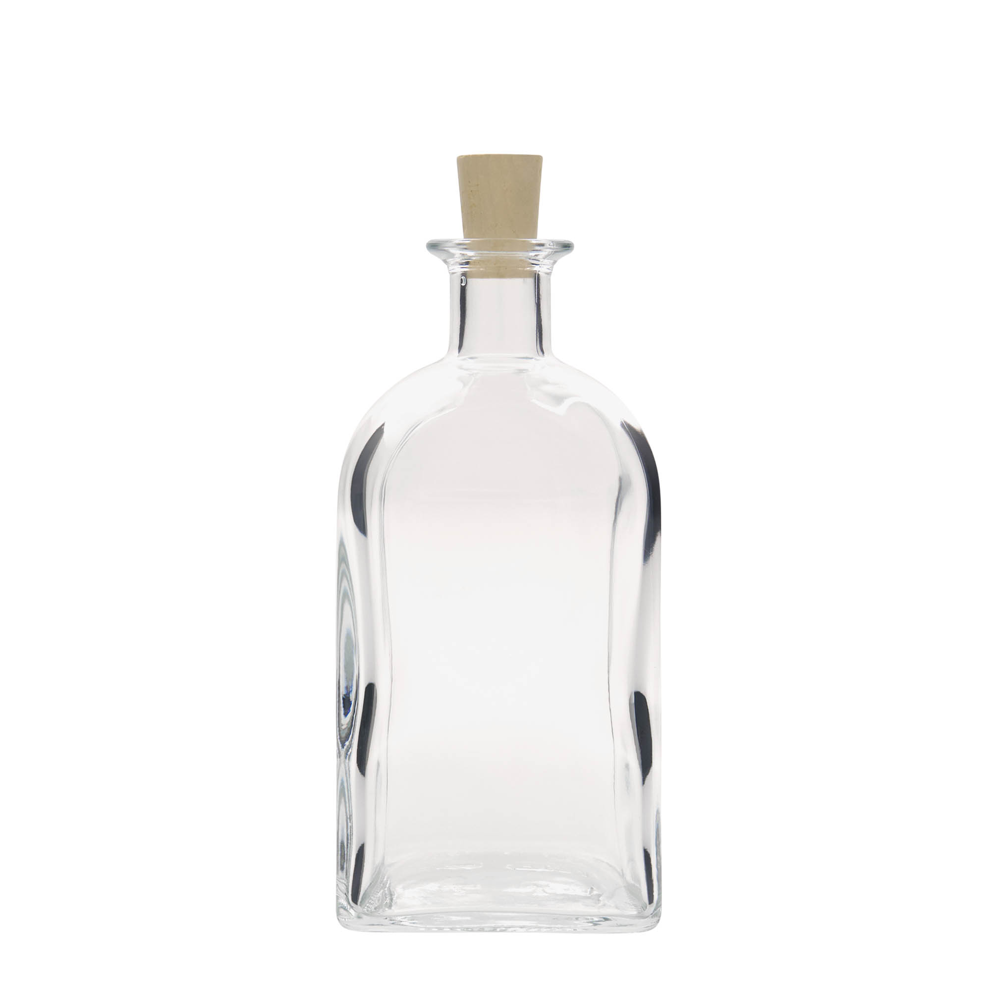 Sticlă de sticlă de 700 ml Apotheker Carré, pătrată, gura: dop de plută