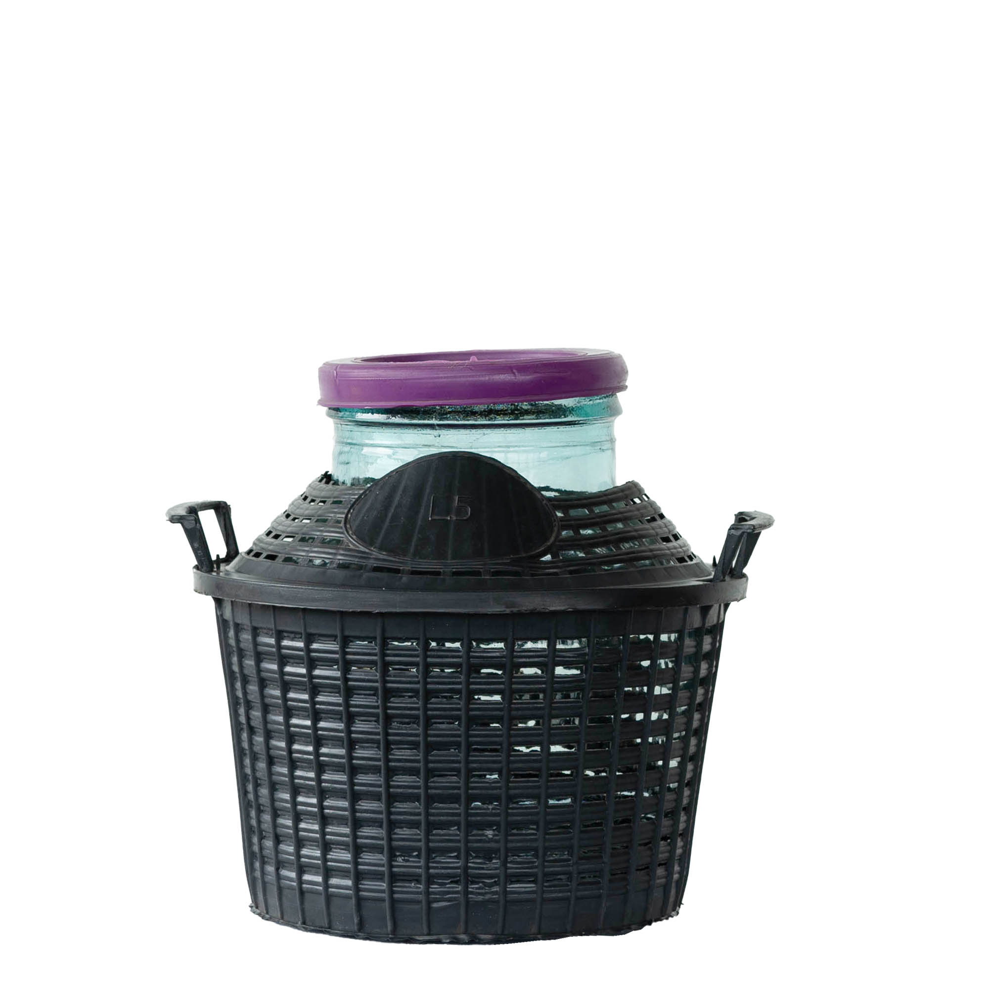 Butelie cu balon de 5 l, gât larg, sticlă, gură: capac cu margine peste buza sticlei