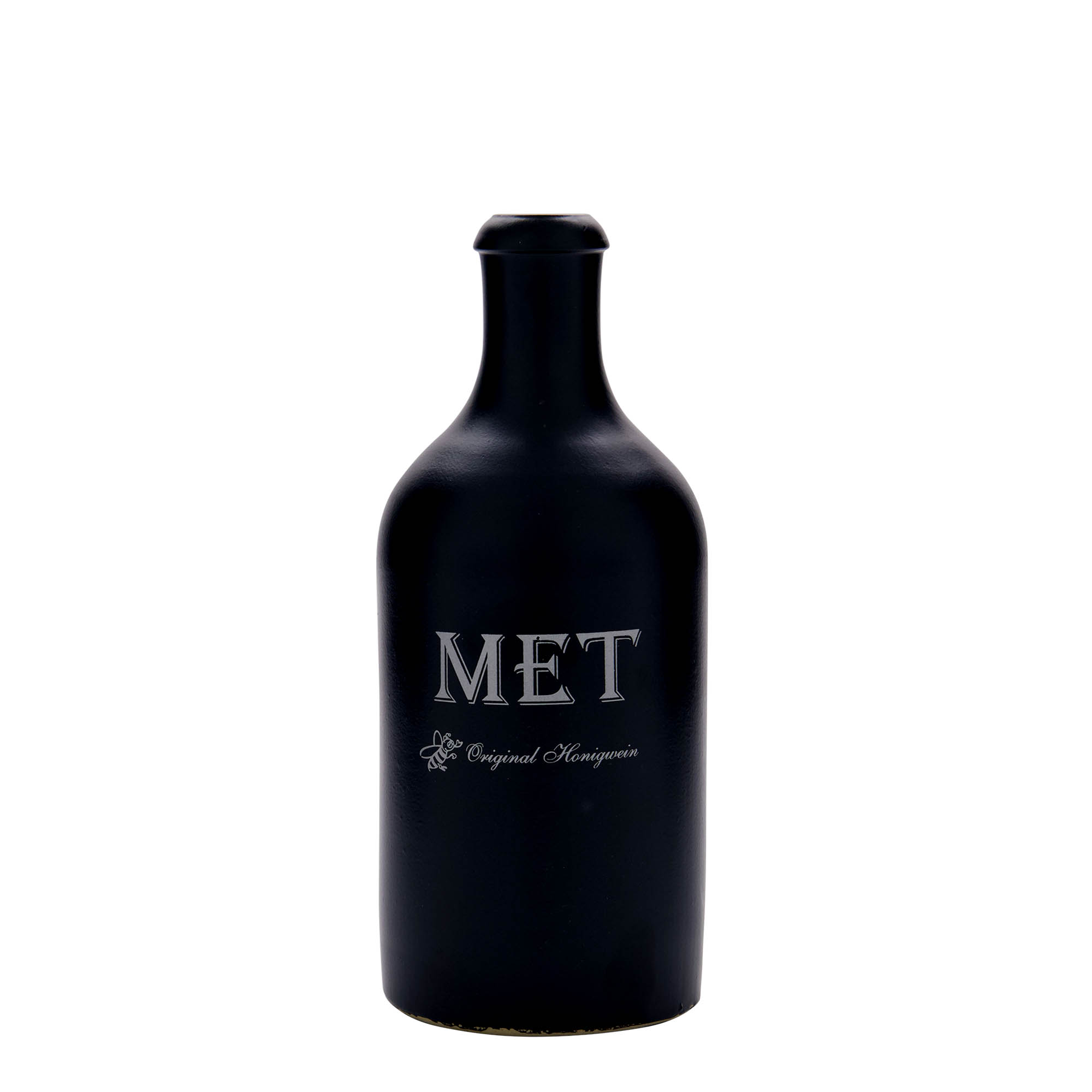 500 ml ulcior de lut, motiv: Met, ceramică de gresie, negru, gură: dop de plută 500 ml ulcior de lut, motiv: Met, ceramică de gresie, negru, gură: dop de plută