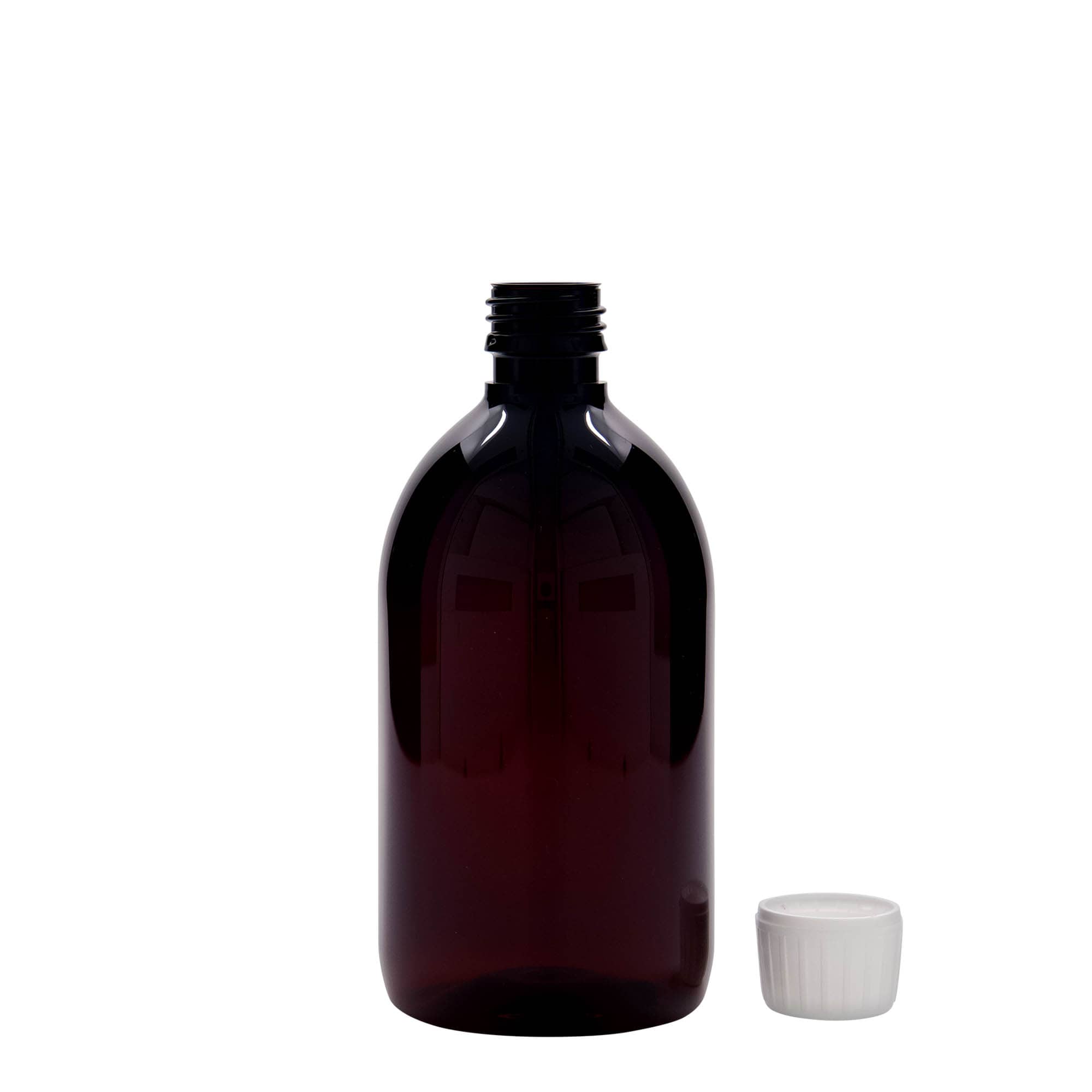 500 ml sticlă medicală PET, maro, plastic, gura: PP 28
