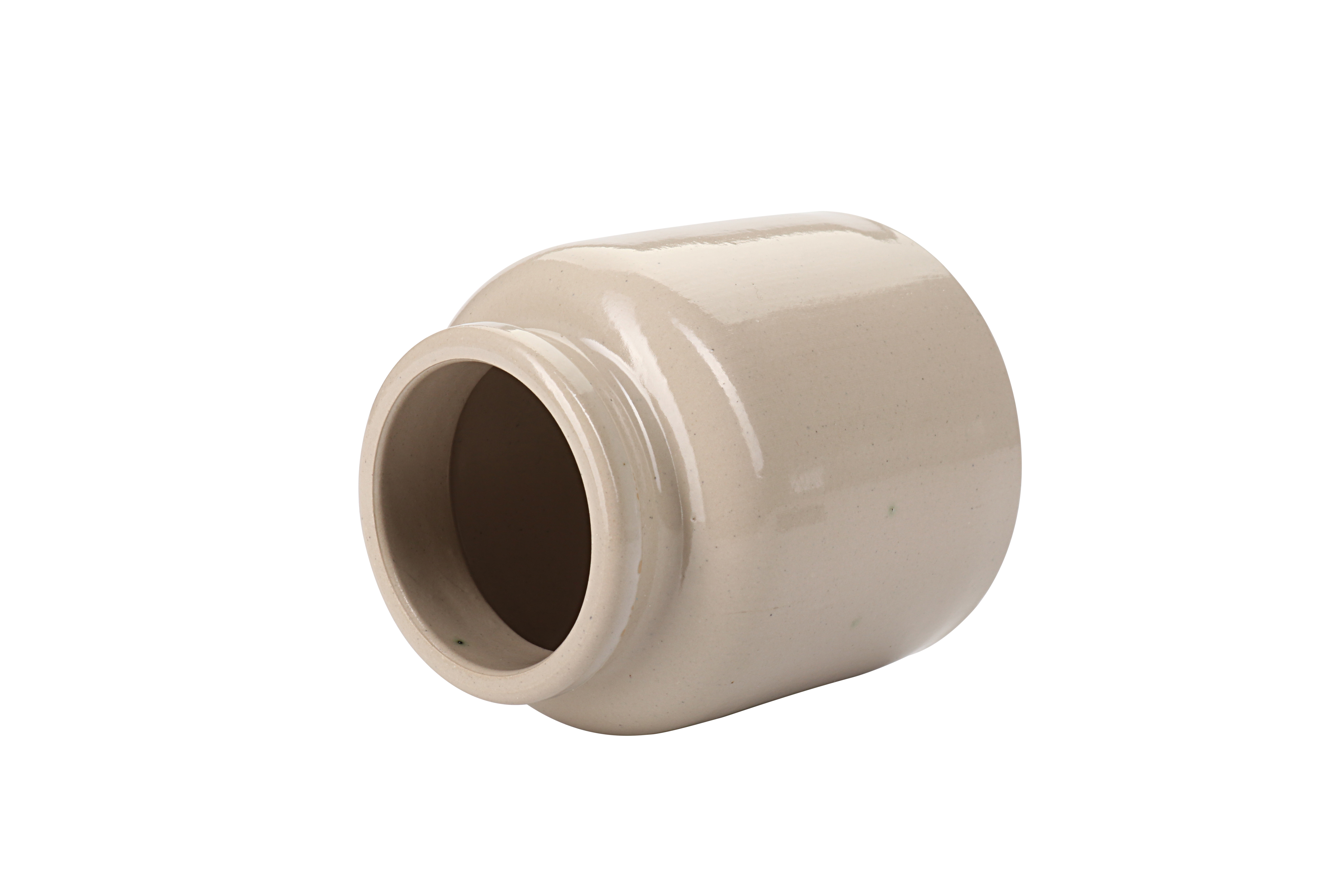270 ml vas din ceramică de gresie, bej, gura: capac cu margine peste vas 270 ml vas din ceramică de gresie, bej, gura: capac cu margine peste vas