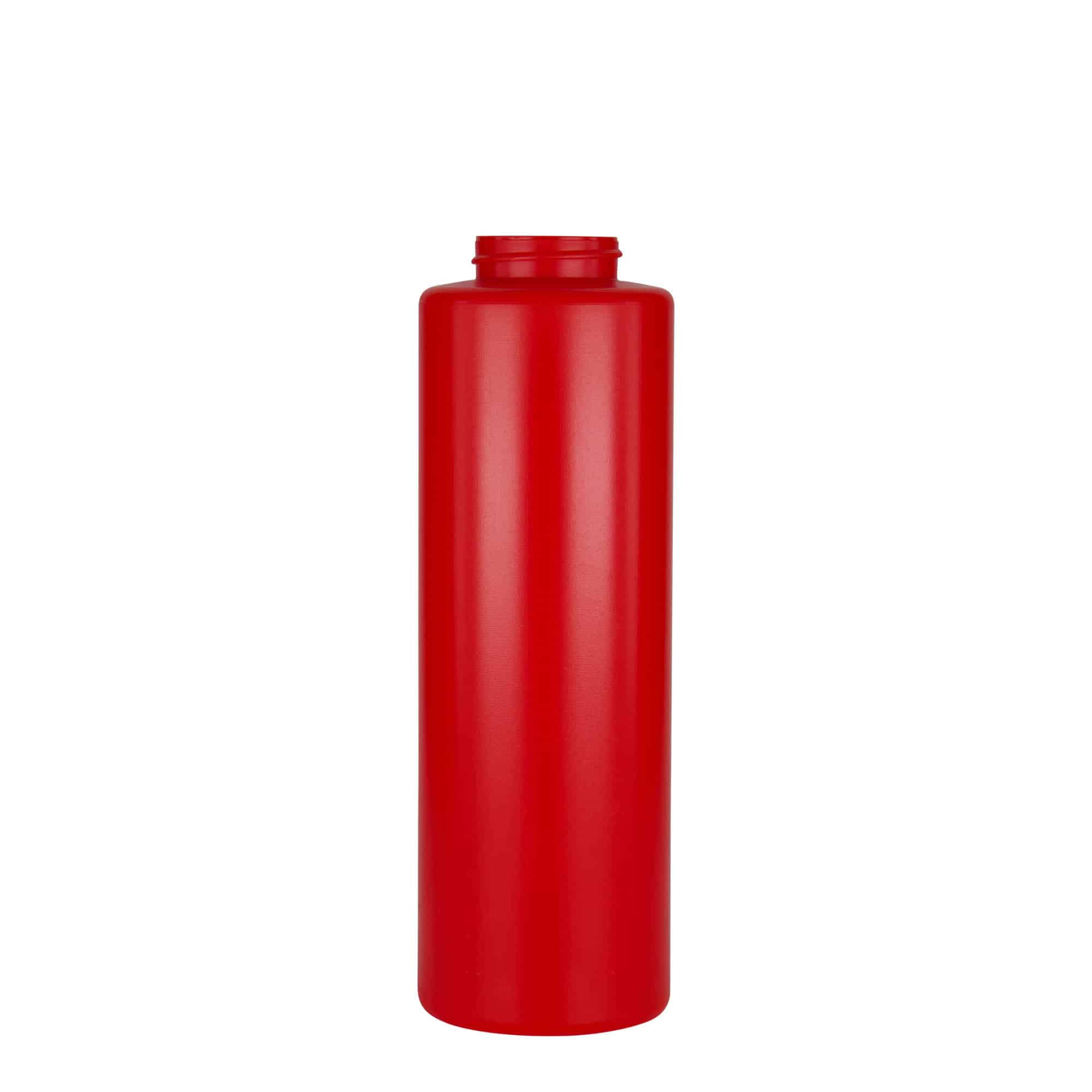 Sticlă pentru sos de 500 ml, plastic LDPE, roșu, gura: 38/400
