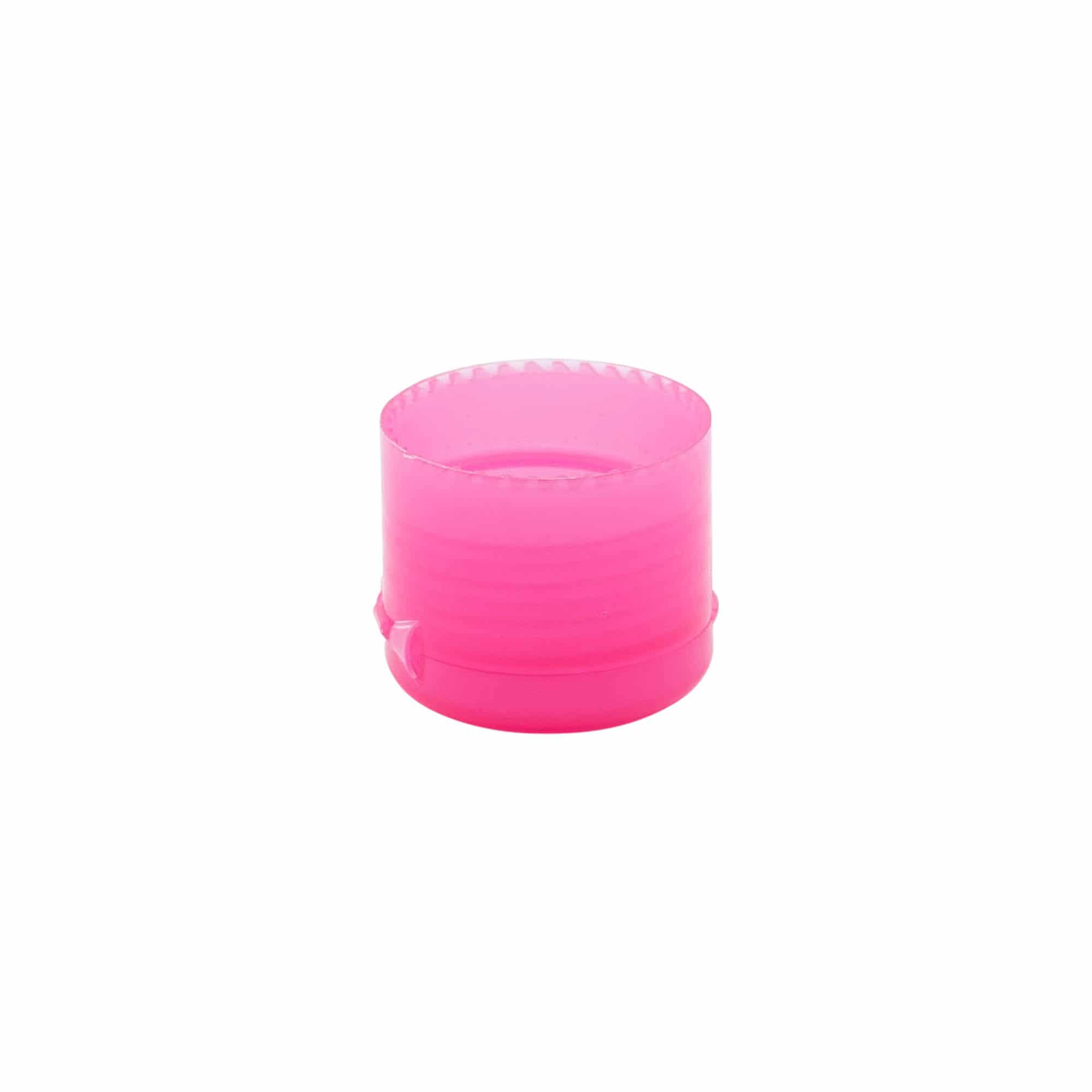 Capac cu filet și balama pliabilă, plastic PP, roz, pentru gura de deschidere: 24/410