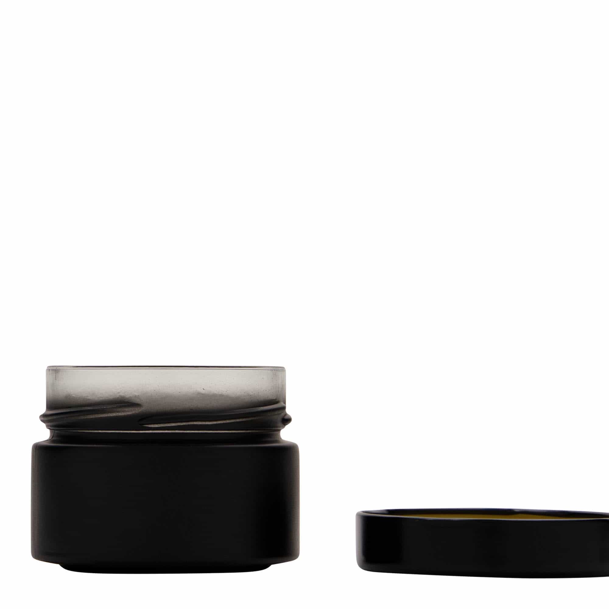 130 ml borcan rotund 'Aurora', negru, gura: Deep-Twist-Off (DTO 66)