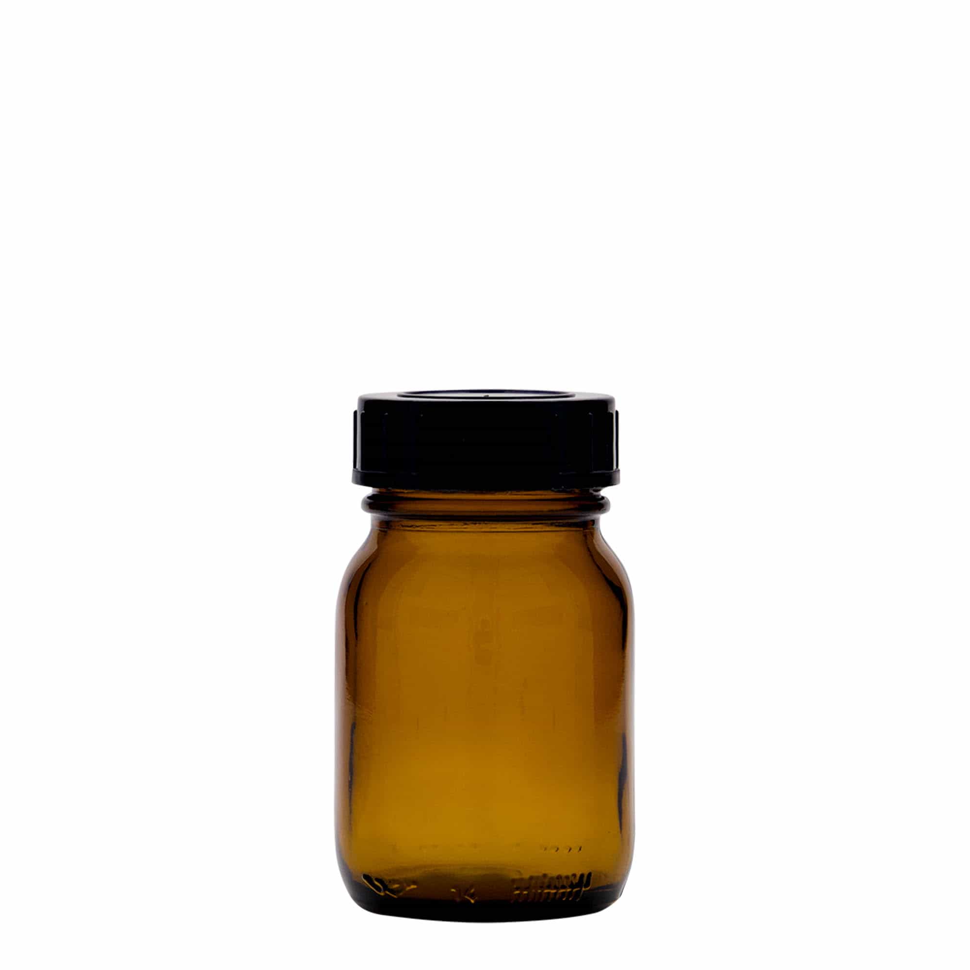 75 ml sticlă cu gât larg, maro, deschidere: DIN 40