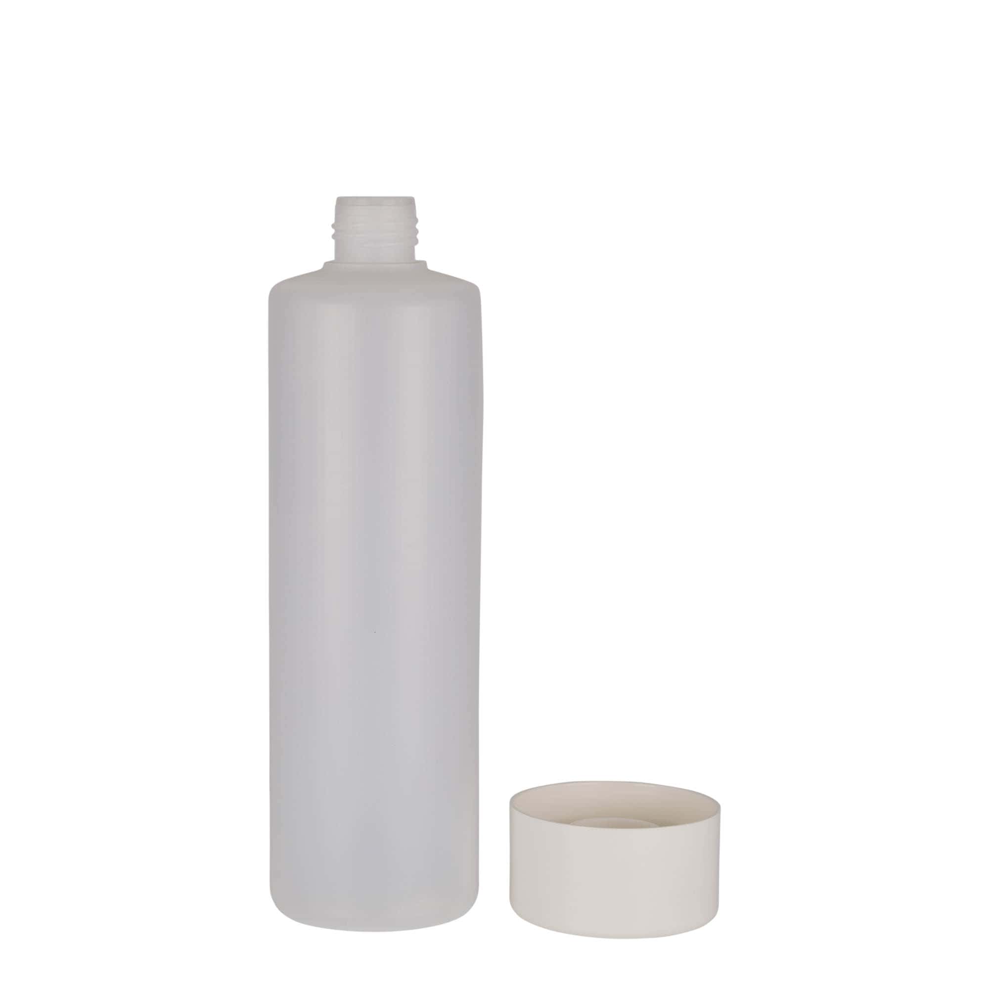 Sticlă rotundă 500 ml, plastic PE, natural, gura: capac cu filet