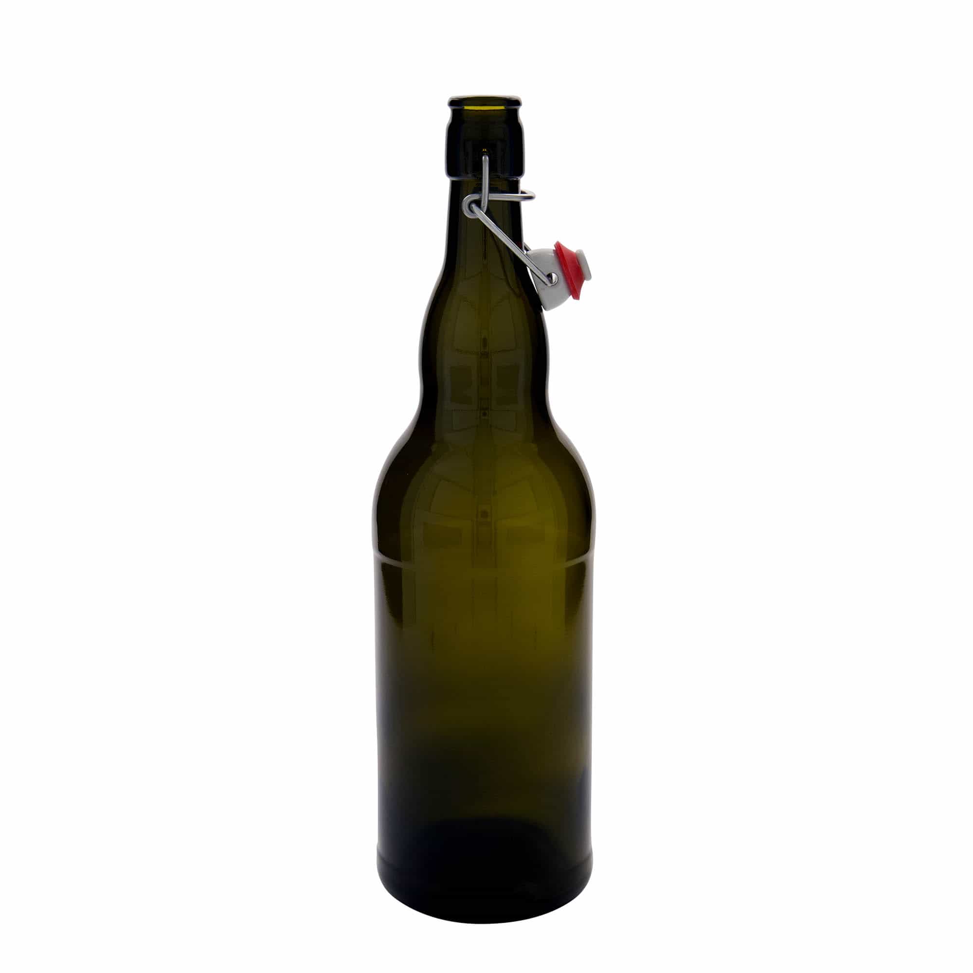 Sticlă de bere 1.000 ml Belgia, sticlă, verde antichizat, gât: închidere cu clemă