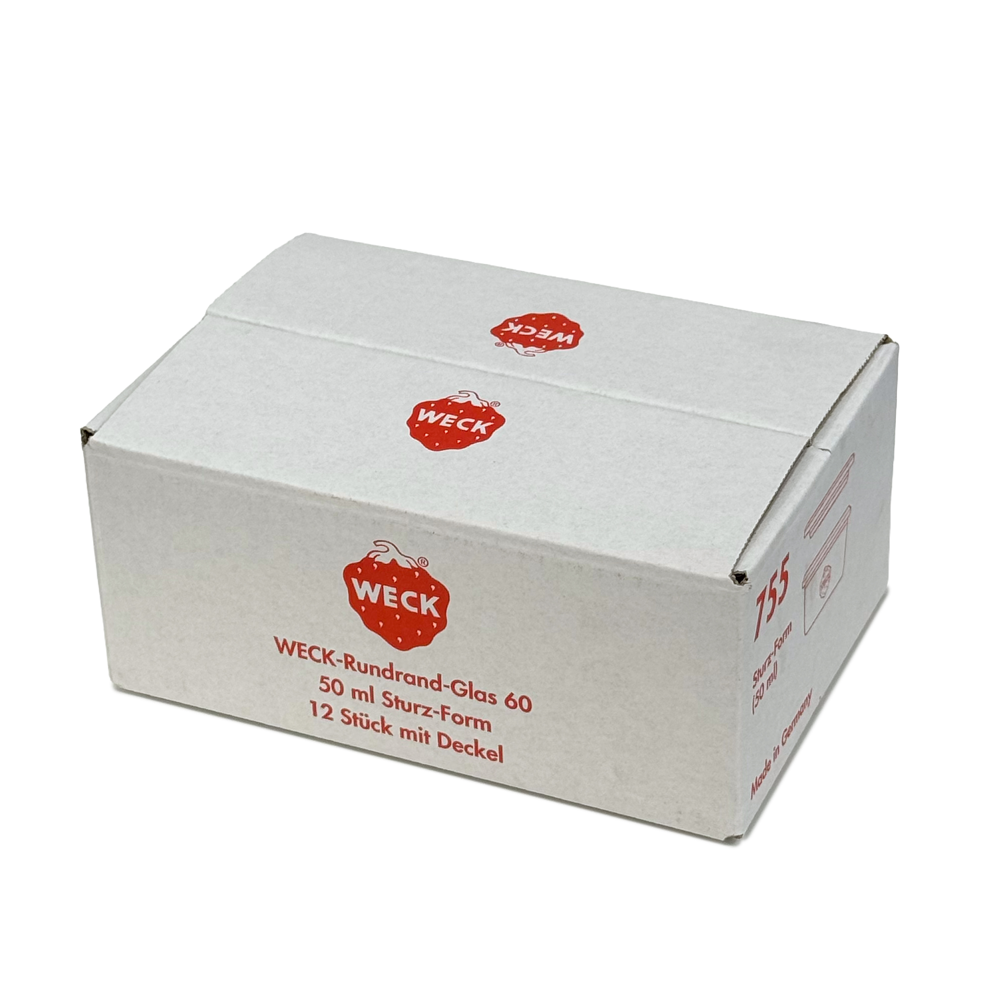 12x 50 ml borcan WECK cu gura largă cu capac de sticlă RR 60