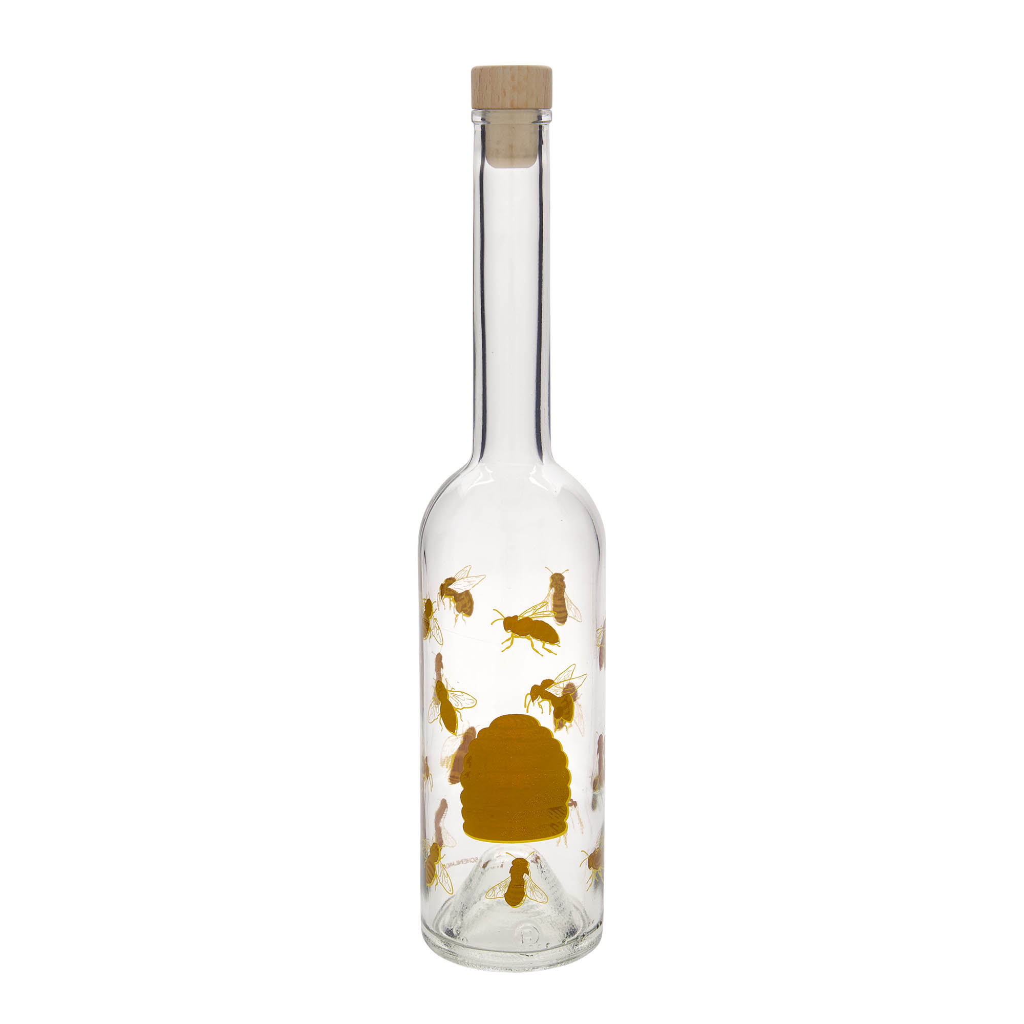Sticlă de sticlă de 500 ml „Opera”, motiv: albine, gura: dop de plută