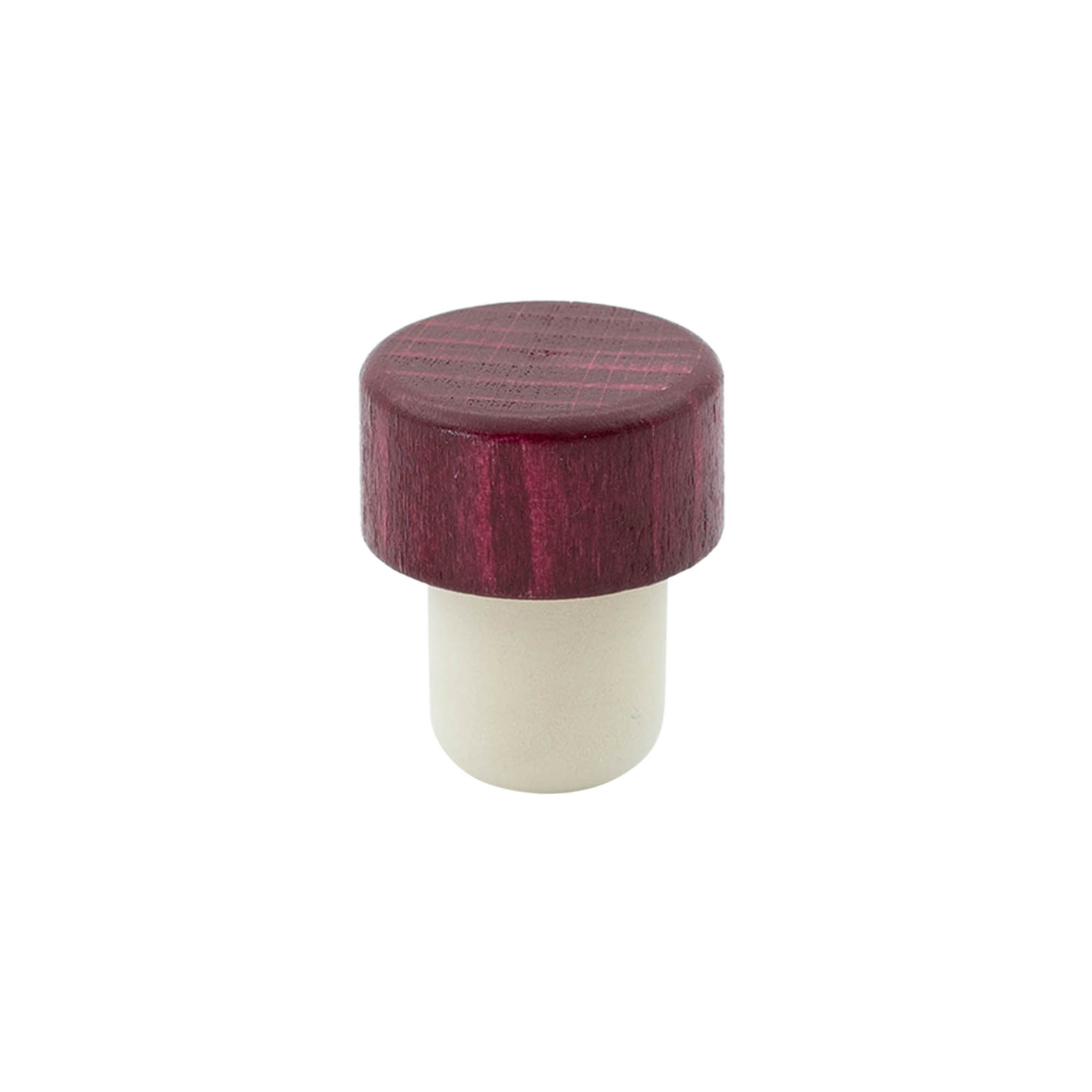 Dop cu mânere 19 mm, lemn/plastic, roșu bordeaux, pentru gura sticlei: dop de plută