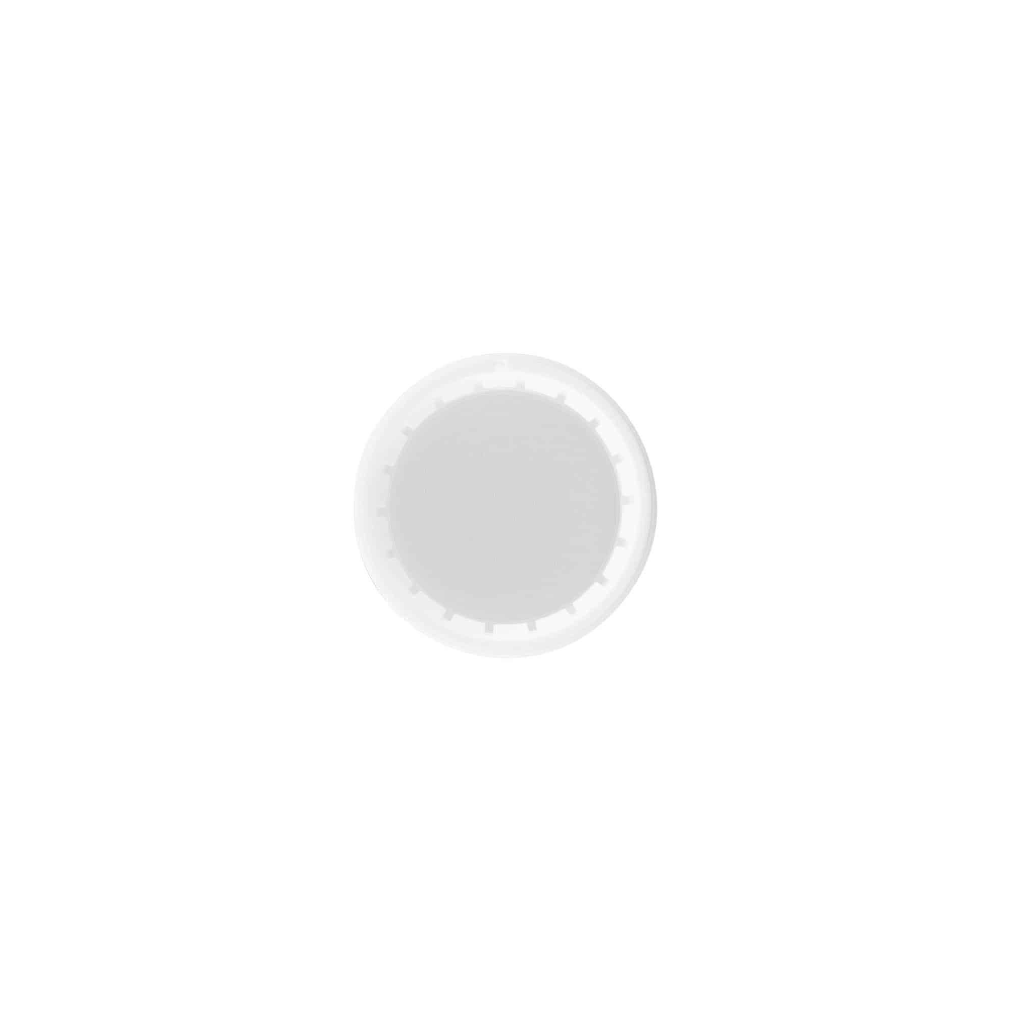 Capac cu filet, plastic PP, alb, pentru gura: PP 28