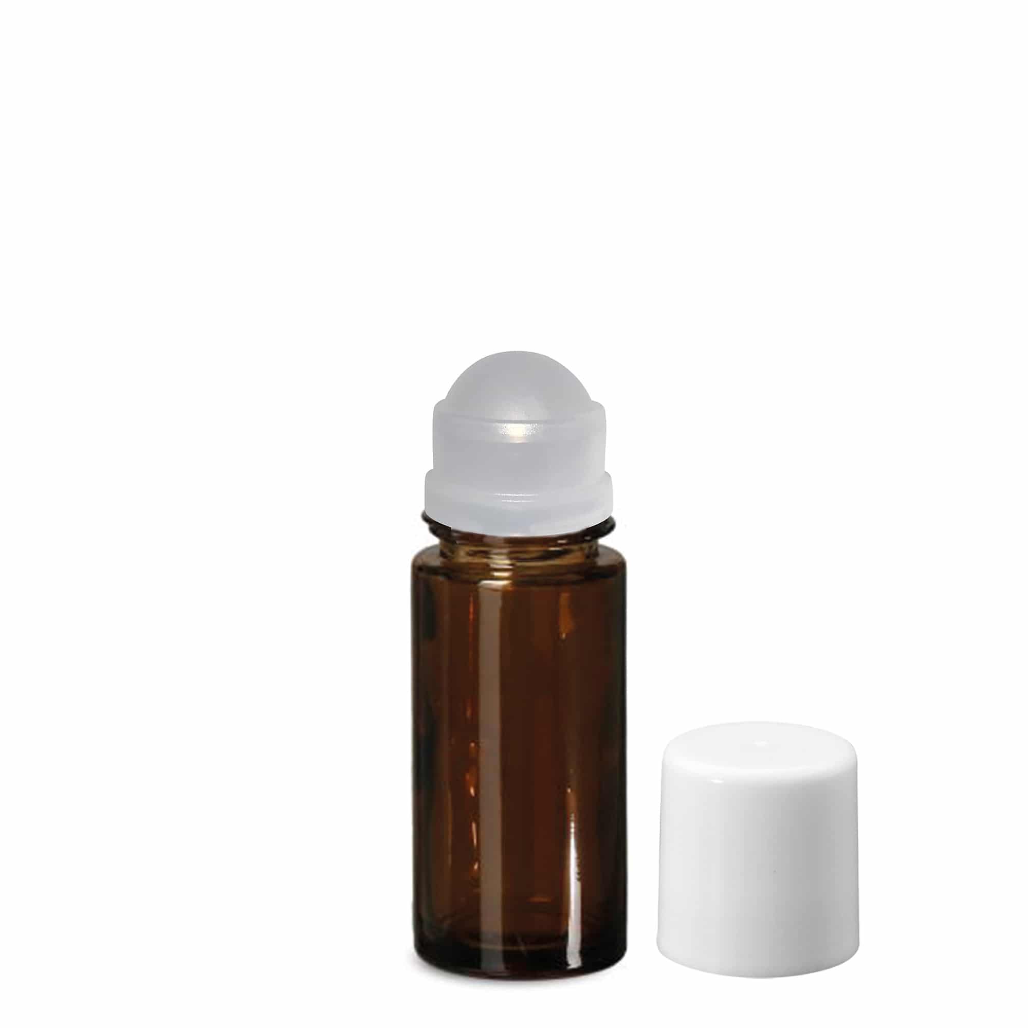 Sticlă roll-on de 50 ml, sticlă, maro, gura: capac cu filet
