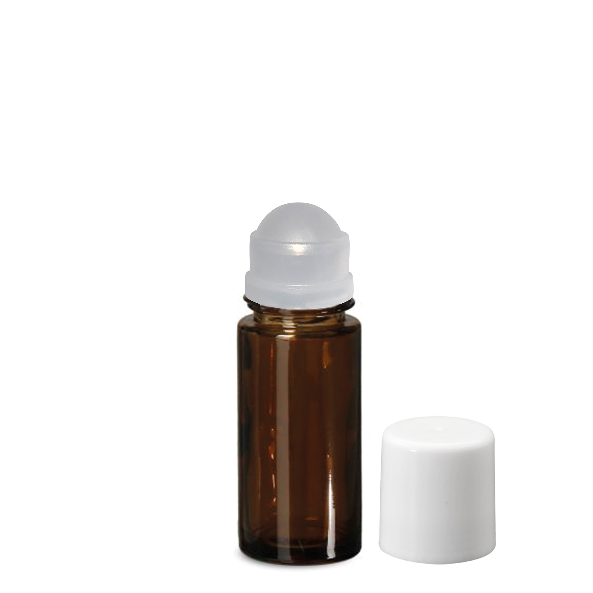 Sticlă roll-on de 50 ml, sticlă, maro, gura: capac cu filet
