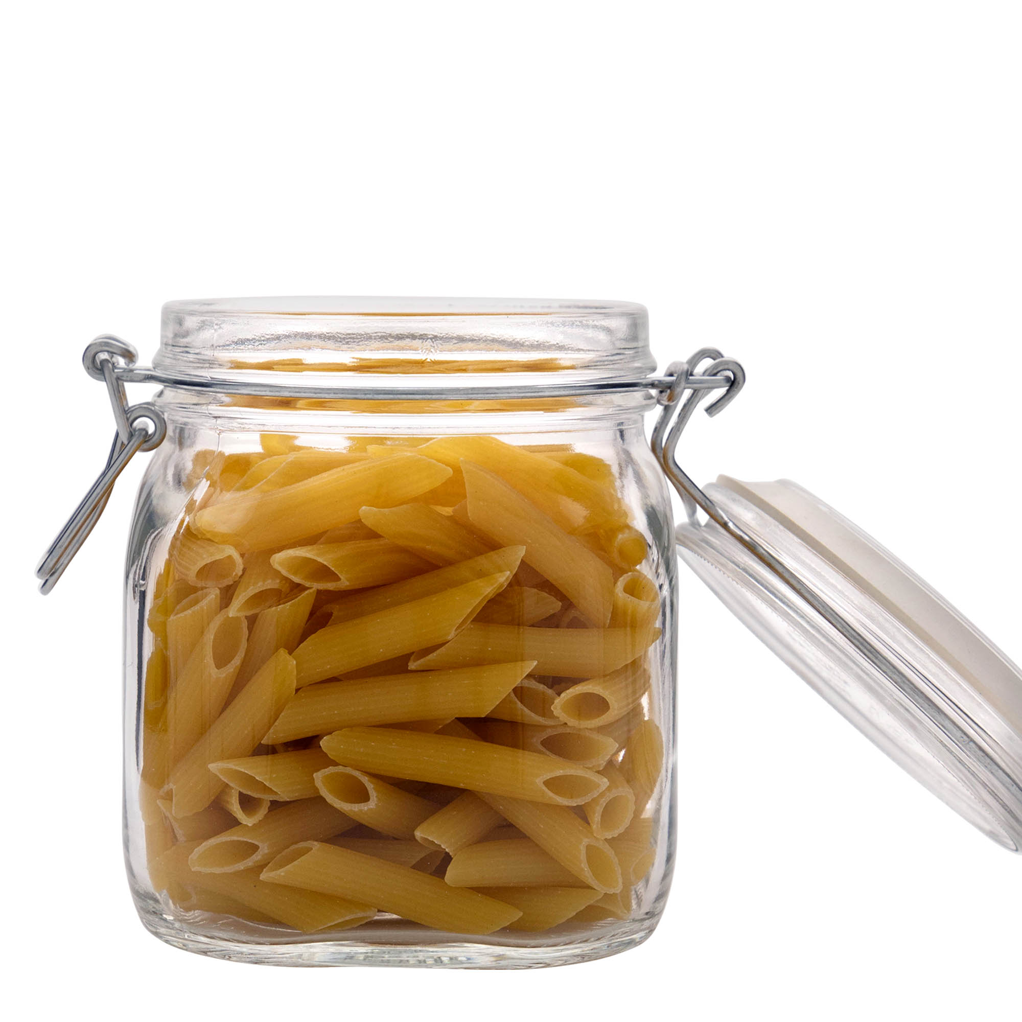 750 ml borcan cu clemă metalică 'Fido', pătrat, deschidere: închidere cu clemă metalică