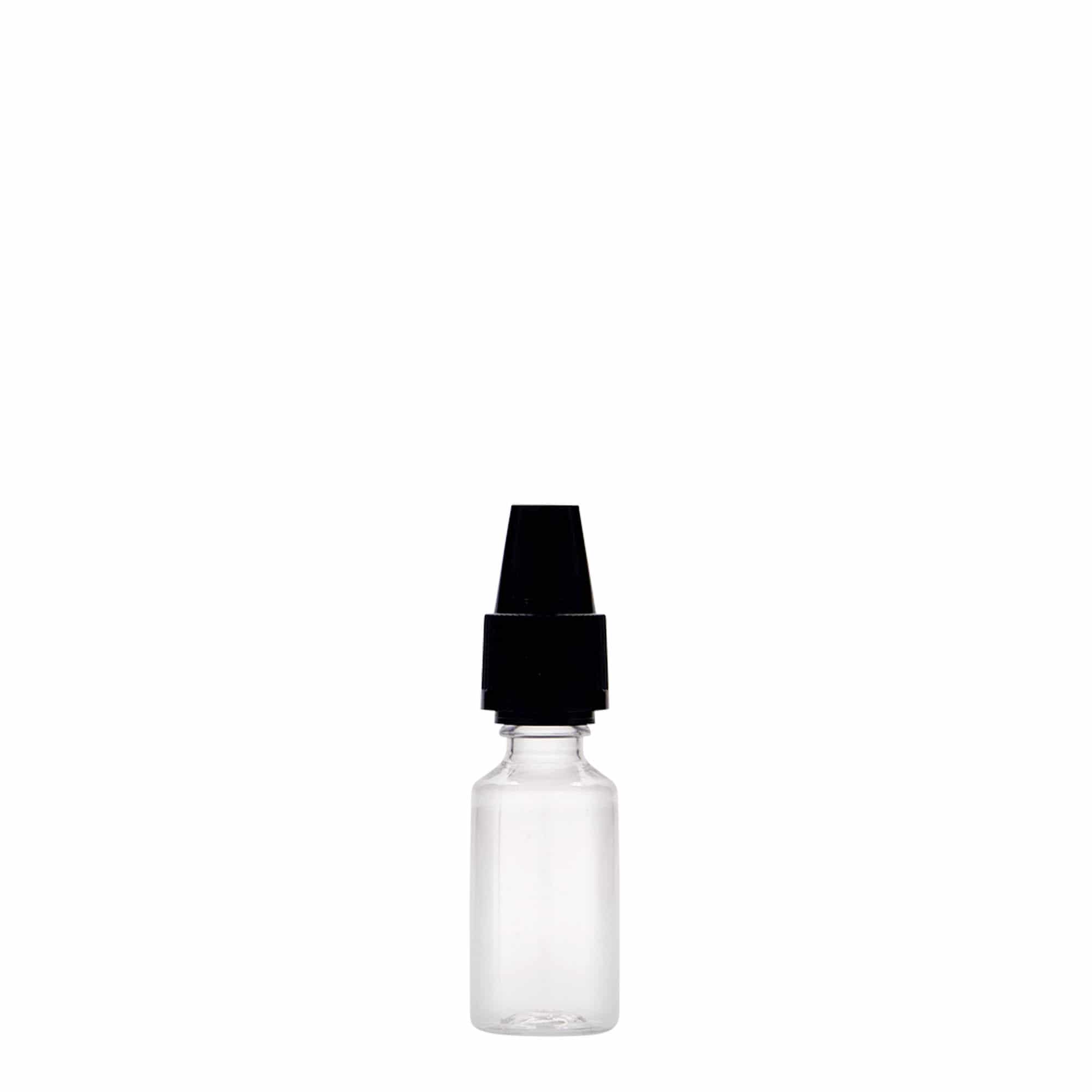 Sticlă PET de 10 ml „E-Liquid” cu siguranță de calitate și pentru copii, din plastic, deschidere: capac cu filet Sticlă PET de 10 ml „E-Liquid” cu siguranță de calitate și pentru copii, din plastic, deschidere: capac cu filet