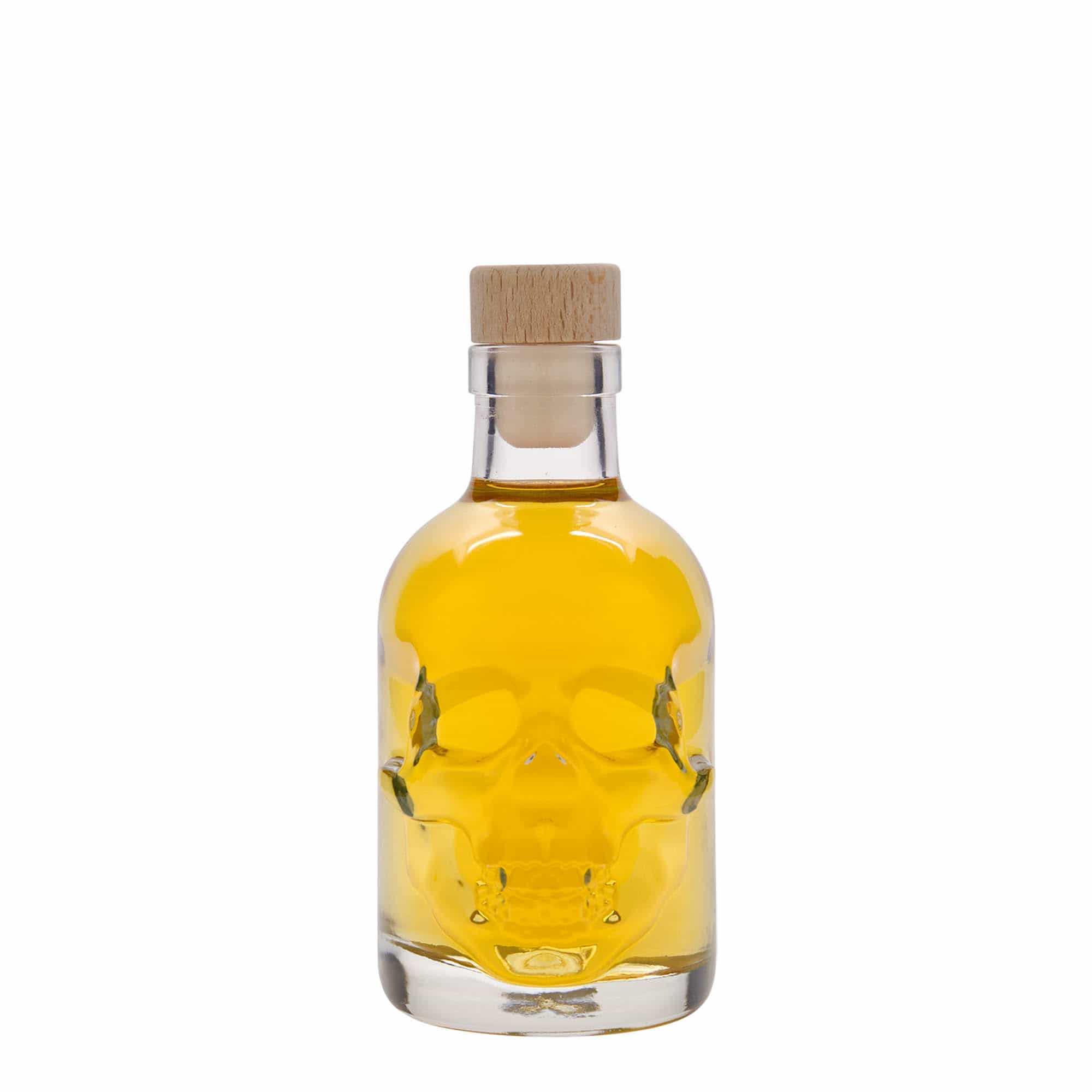 Sticlă de sticlă de 200 ml „Cap de mort”, gura: dop de plută Sticlă de sticlă de 200 ml „Cap de mort”, gura: dop de plută