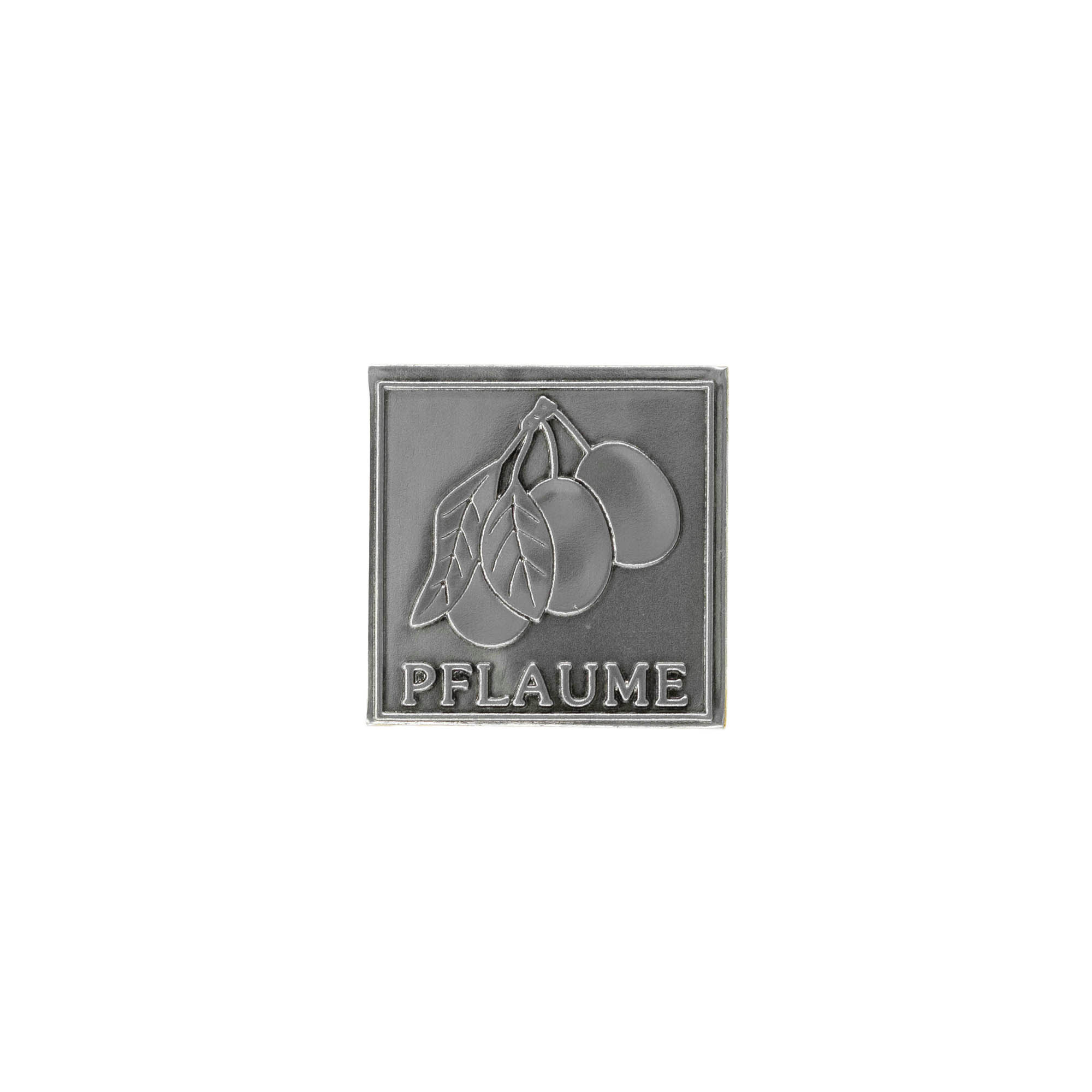 Etichetă pentru conserve „Prună”, pătrată, metalică, argintie Etichetă pentru conserve „Prună”, pătrată, metalică, argintie