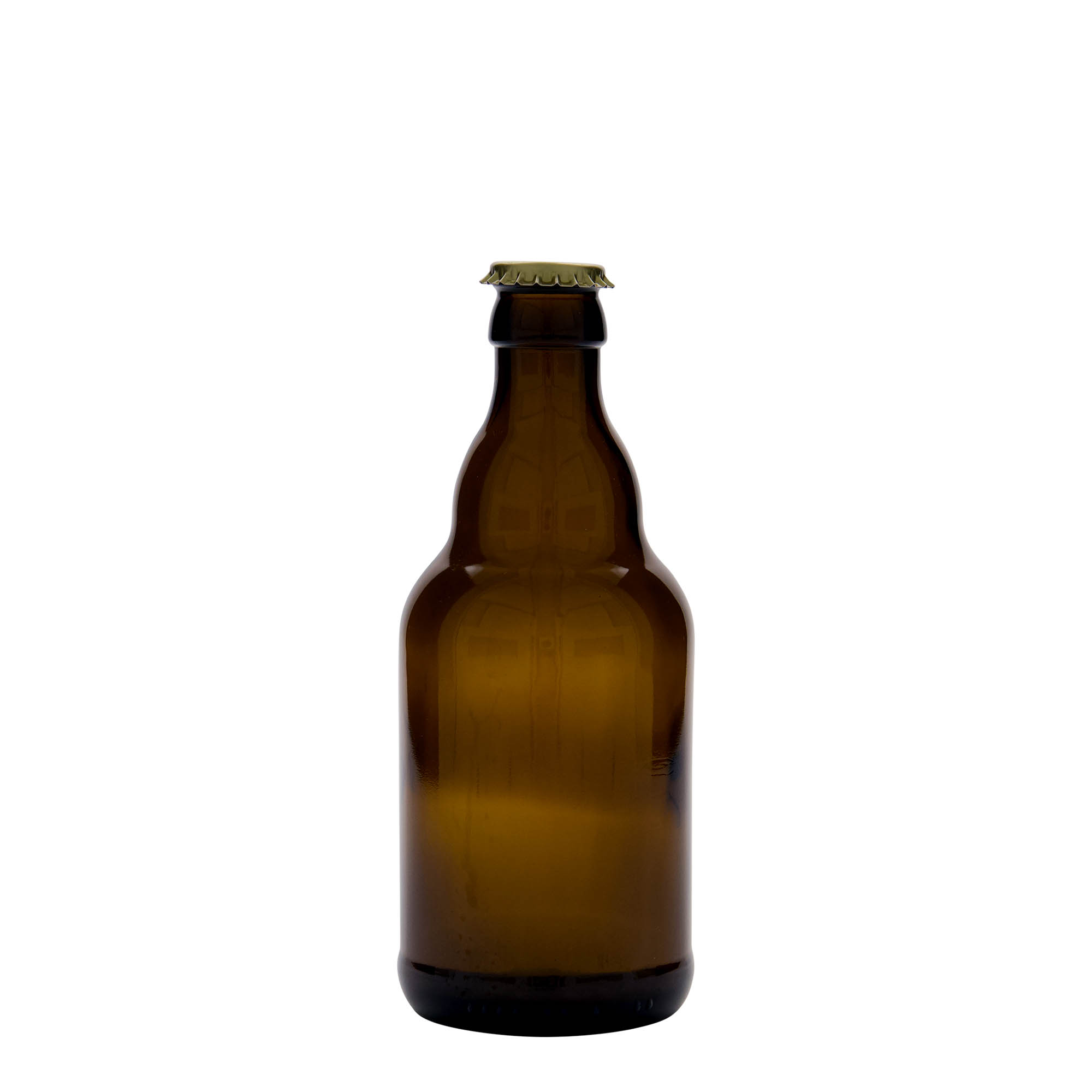 Sticlă de bere 330 ml „Steinie”, sticlă, maro, gât: capac tip coroana