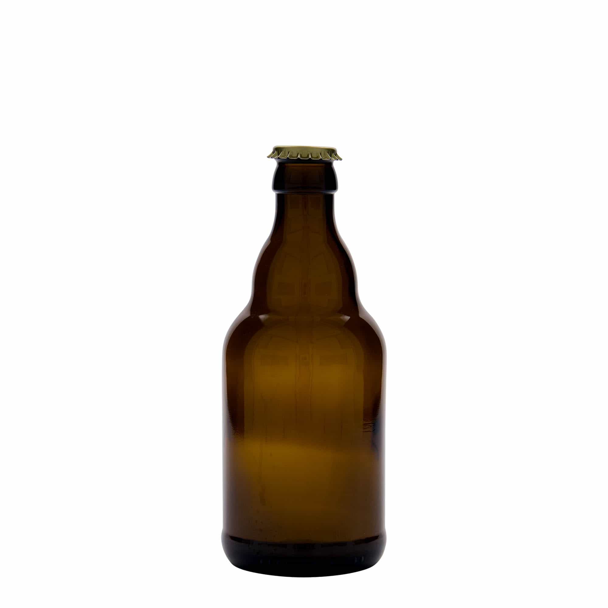 Sticlă de bere 330 ml „Steinie”, sticlă, maro, gât: capac tip coroana