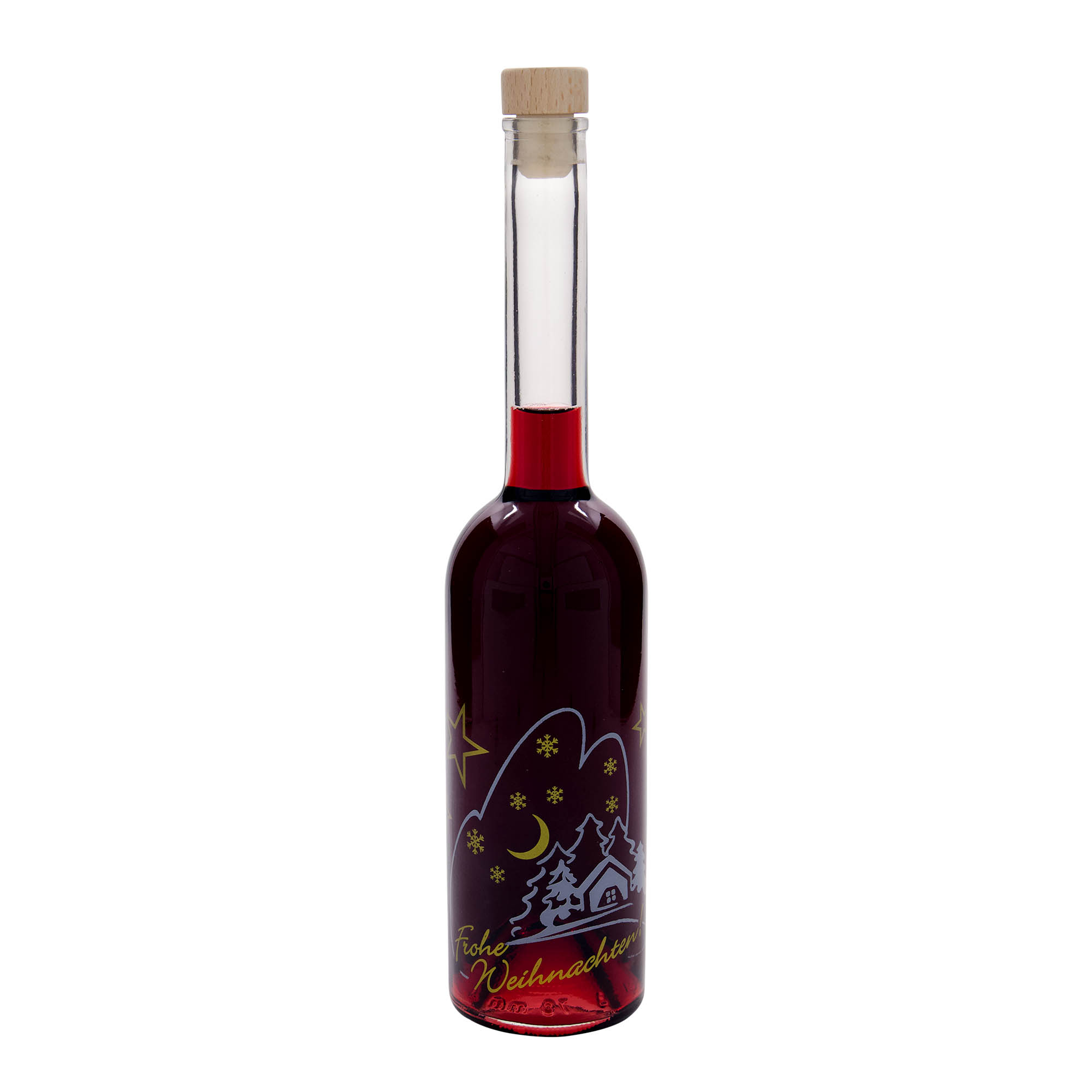 Sticlă de sticlă de 500 ml „Opera”, motiv: idilă de Crăciun, gura: dop de plută Sticlă de sticlă de 500 ml „Opera”, motiv: idilă de Crăciun, gura: dop de plută