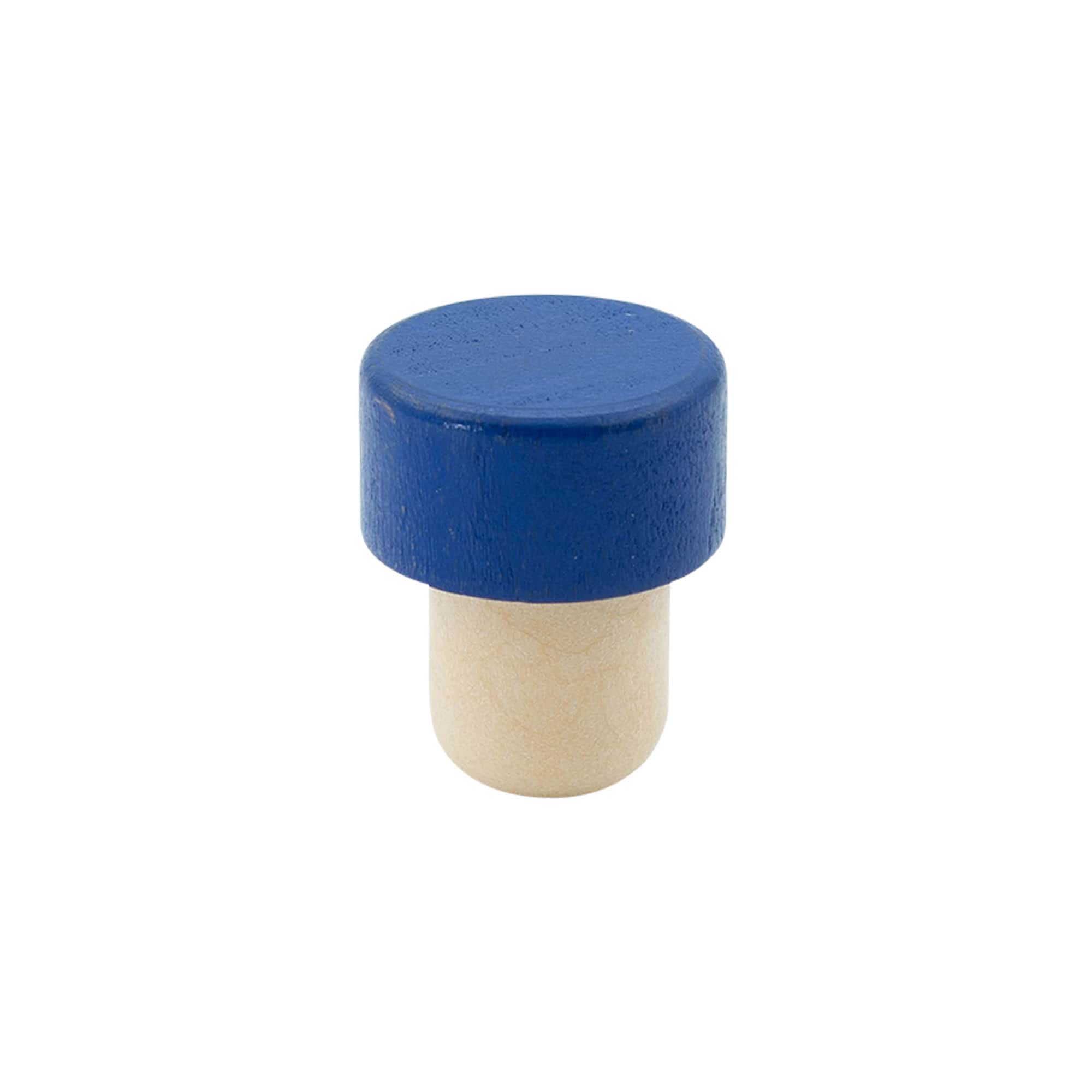 Dop cu mâner 19 mm, lemn/plastic, albastru, pentru gură: dop de plută