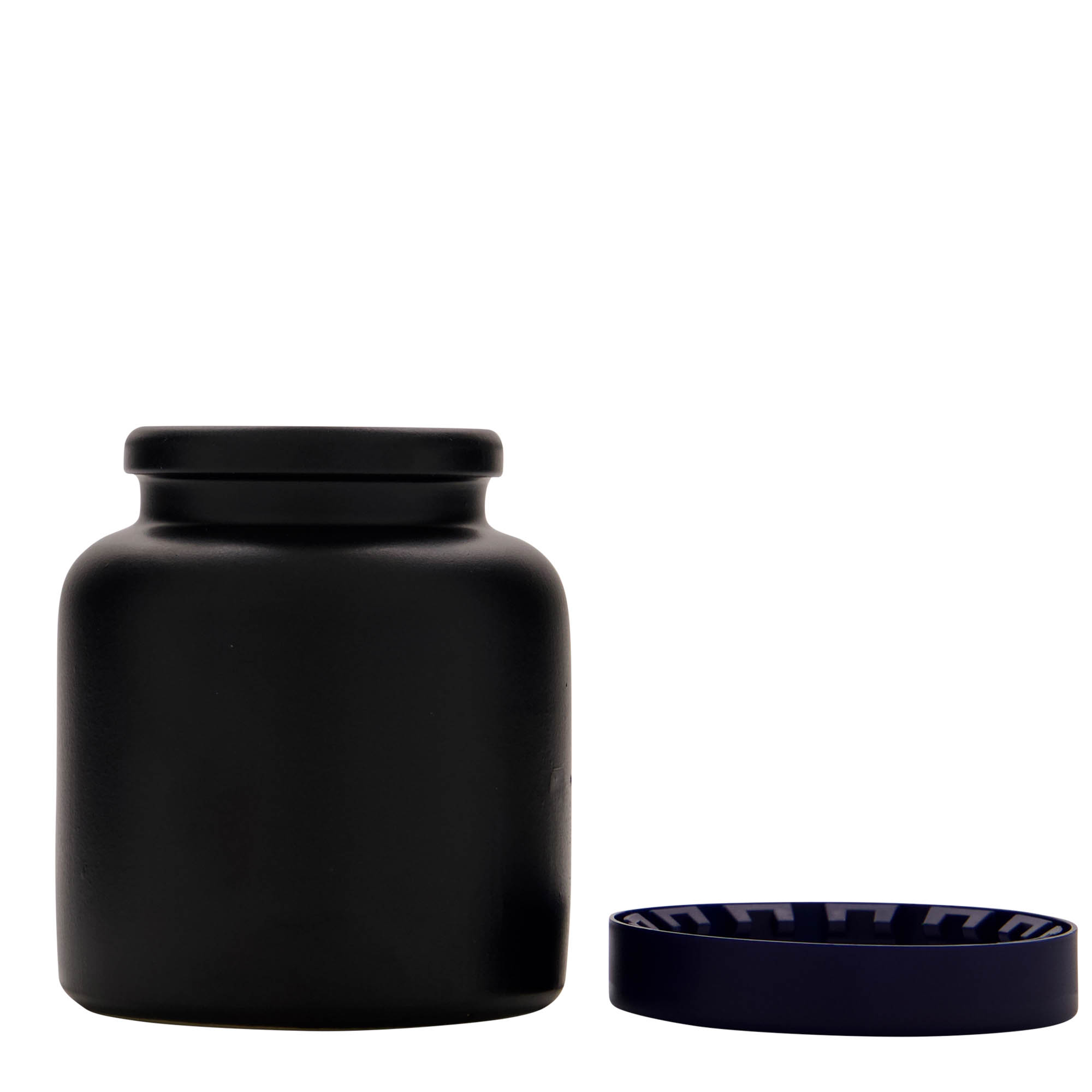 270 ml oală din ceramică de gresie, neagră, gură: capac cu margine peste buza vasului