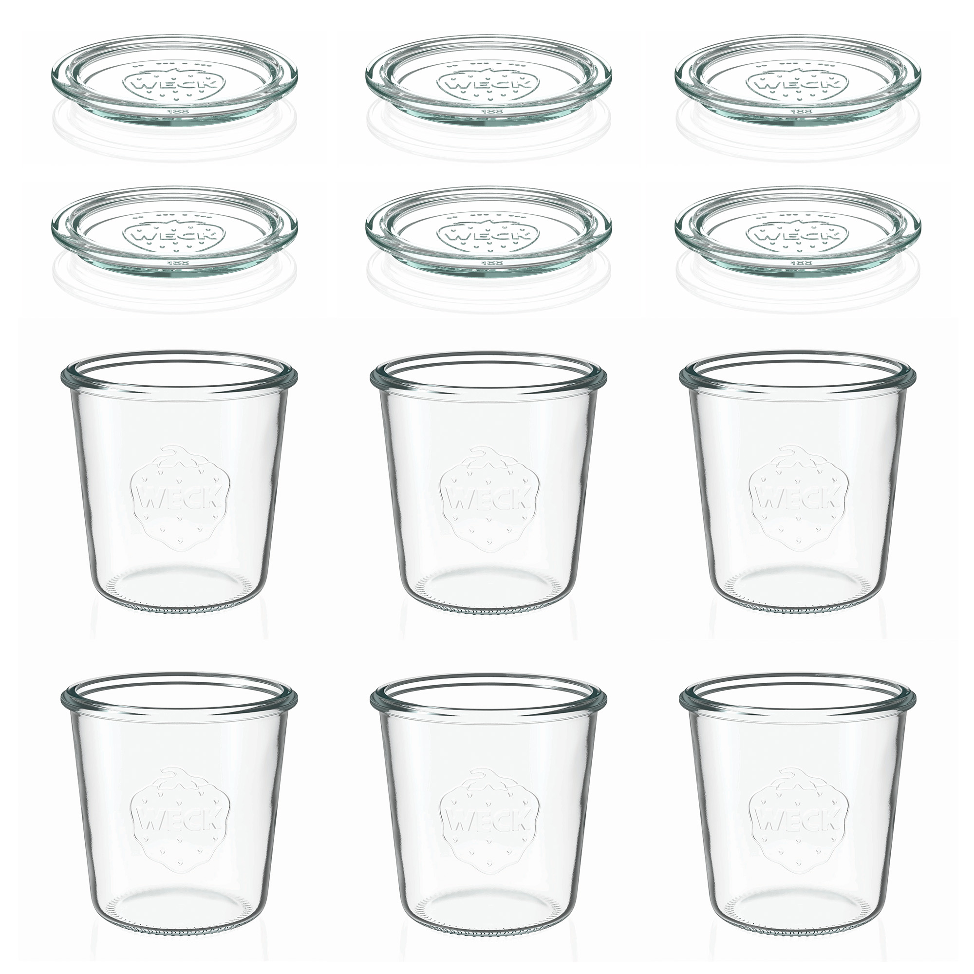 6x 580 ml borcan WECK cu gura largă cu capac de sticlă RR 100