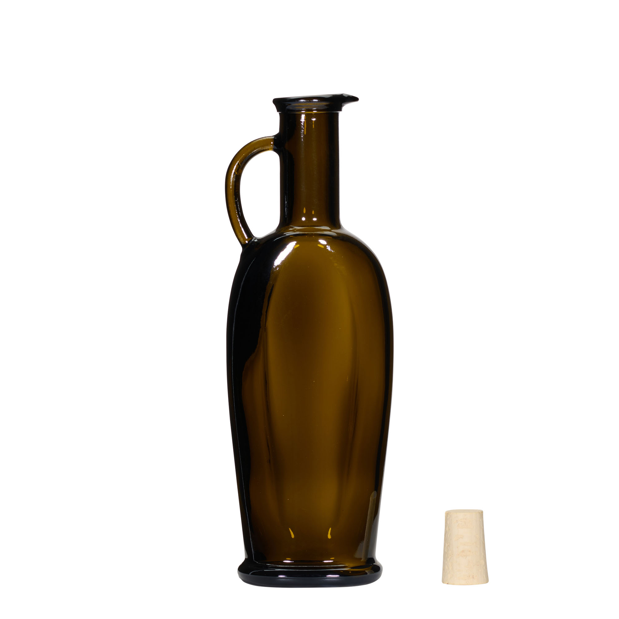 Sticlă de sticlă 250 ml „Eleganta”, ovală, verde antichizat, gât: dop
