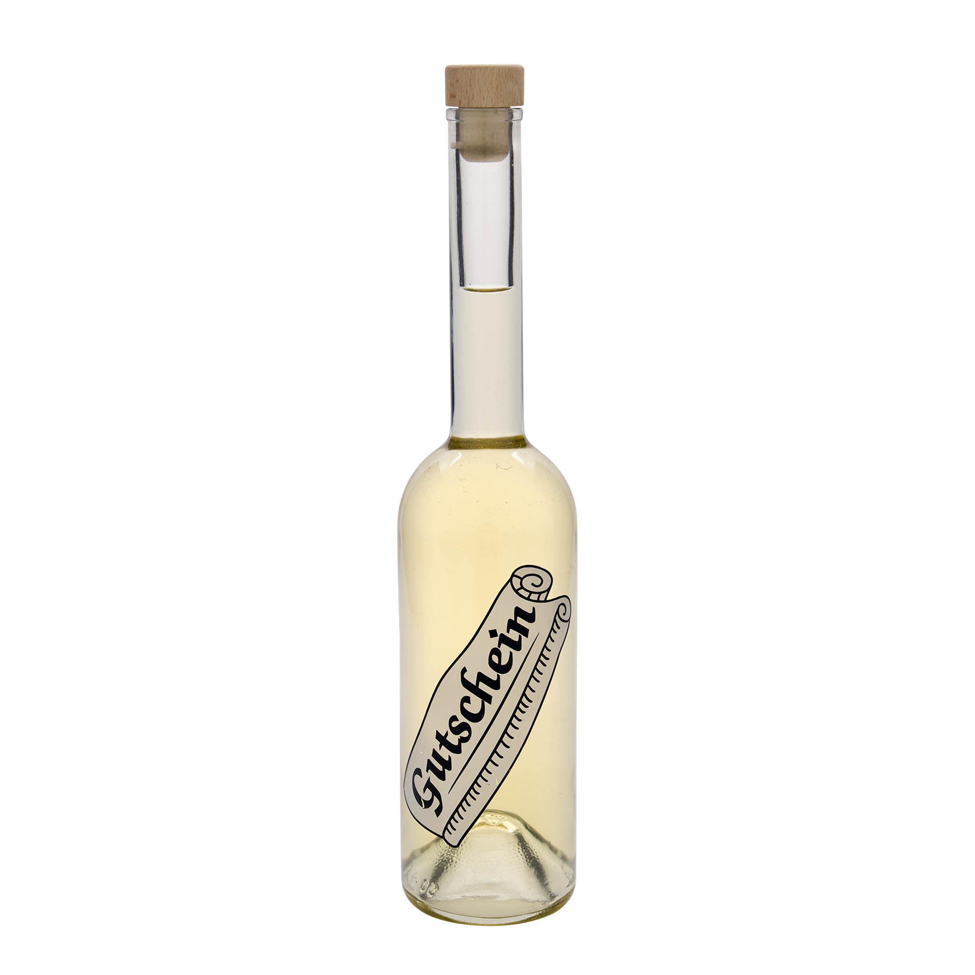 Sticlă de sticlă de 500 ml 'Opera', motiv: cupon, gât: dop de plută Sticlă de sticlă de 500 ml 'Opera', motiv: cupon, gât: dop de plută