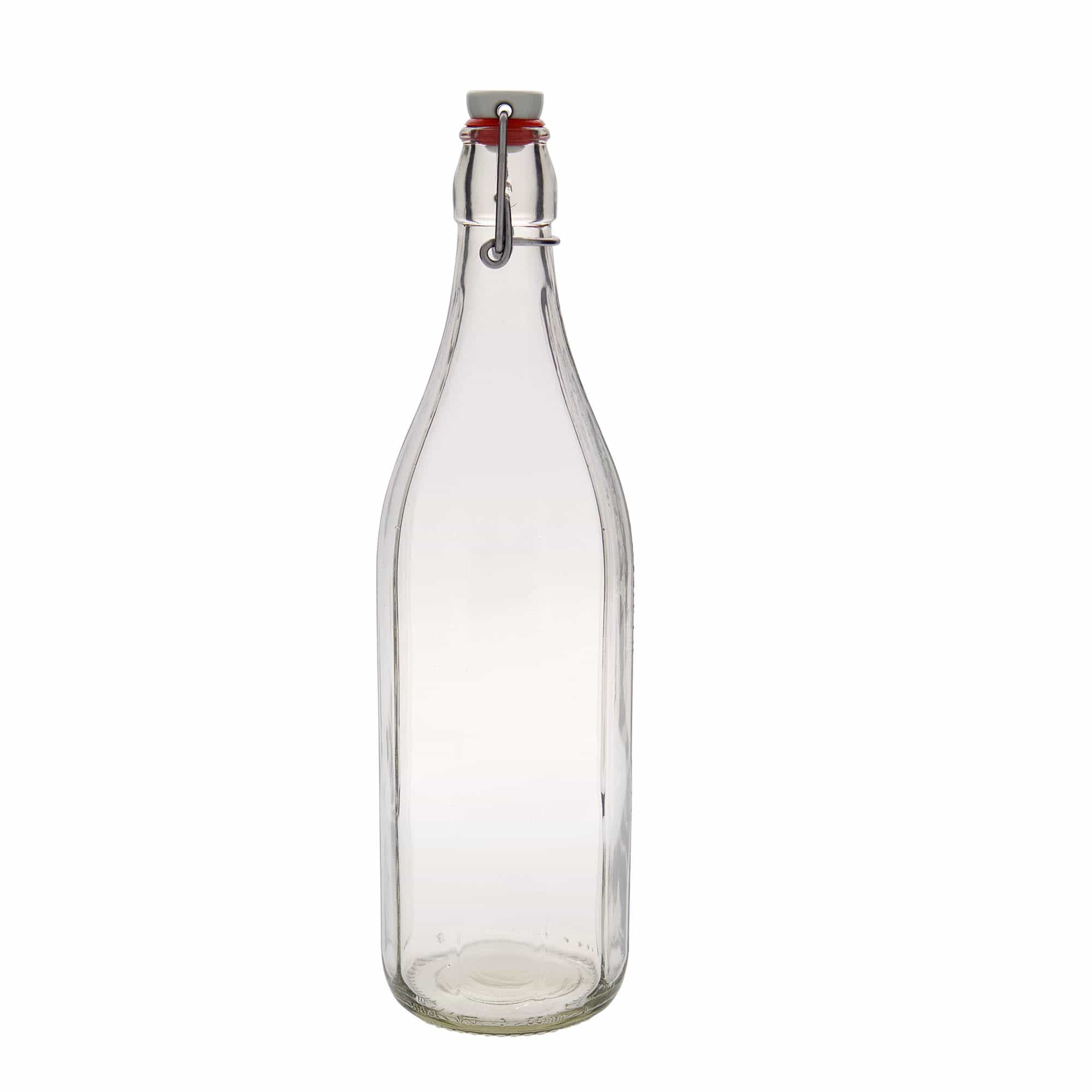 Sticlă de sticlă 1.000 ml „Bravo” #, cu zece colțuri, gură: închidere cu clemă