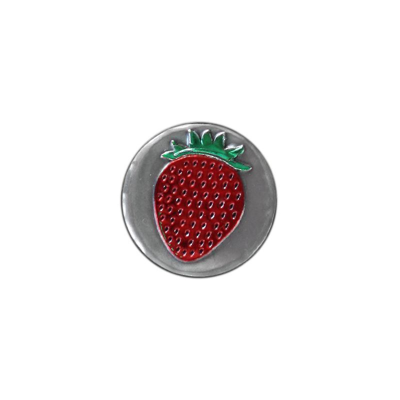 Etichetă de cositor „Căpșună”, rotundă, metal, argintiu Etichetă de cositor „Căpșună”, rotundă, metal, argintiu