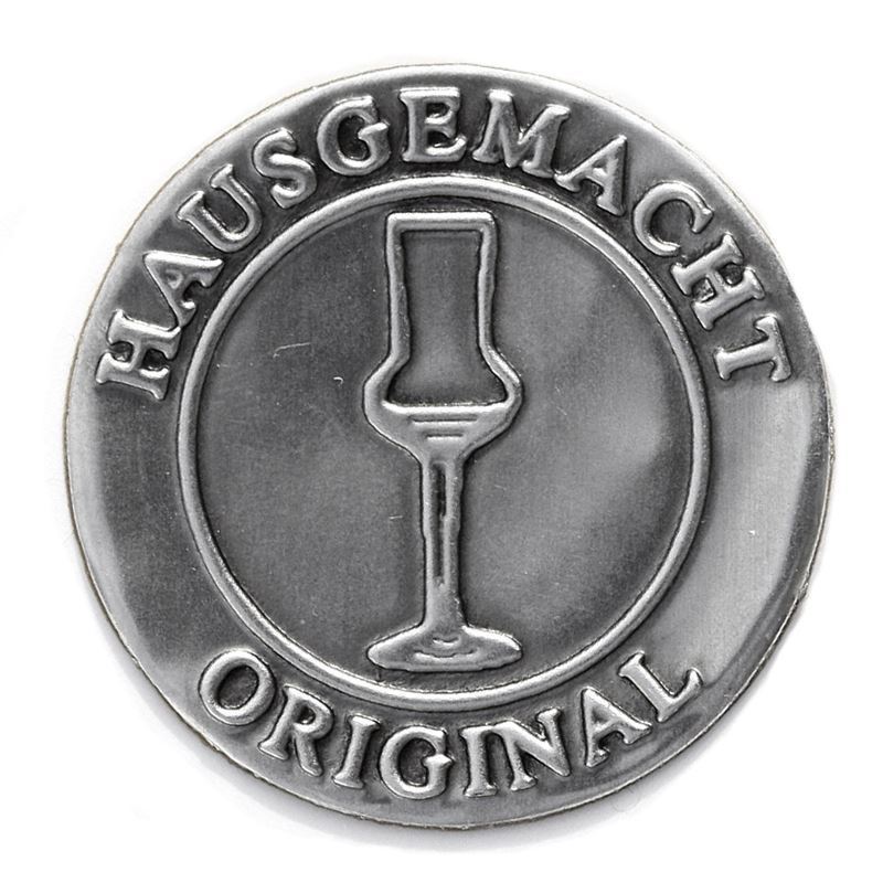 Etichetă de staniu „Original făcut în casă”, rotundă, metal, argintiu Etichetă de staniu „Original făcut în casă”, rotundă, metal, argintiu
