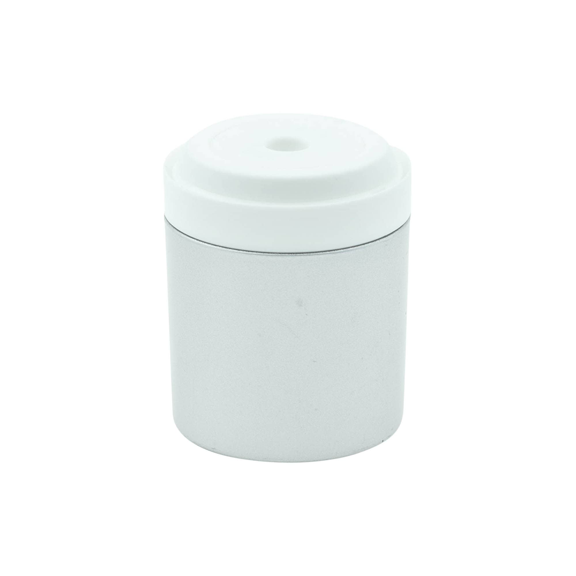 Cap pompă dozator airless „Mezzo“, tip D, plastic PP, alb cu capac metalizat mat argintiu