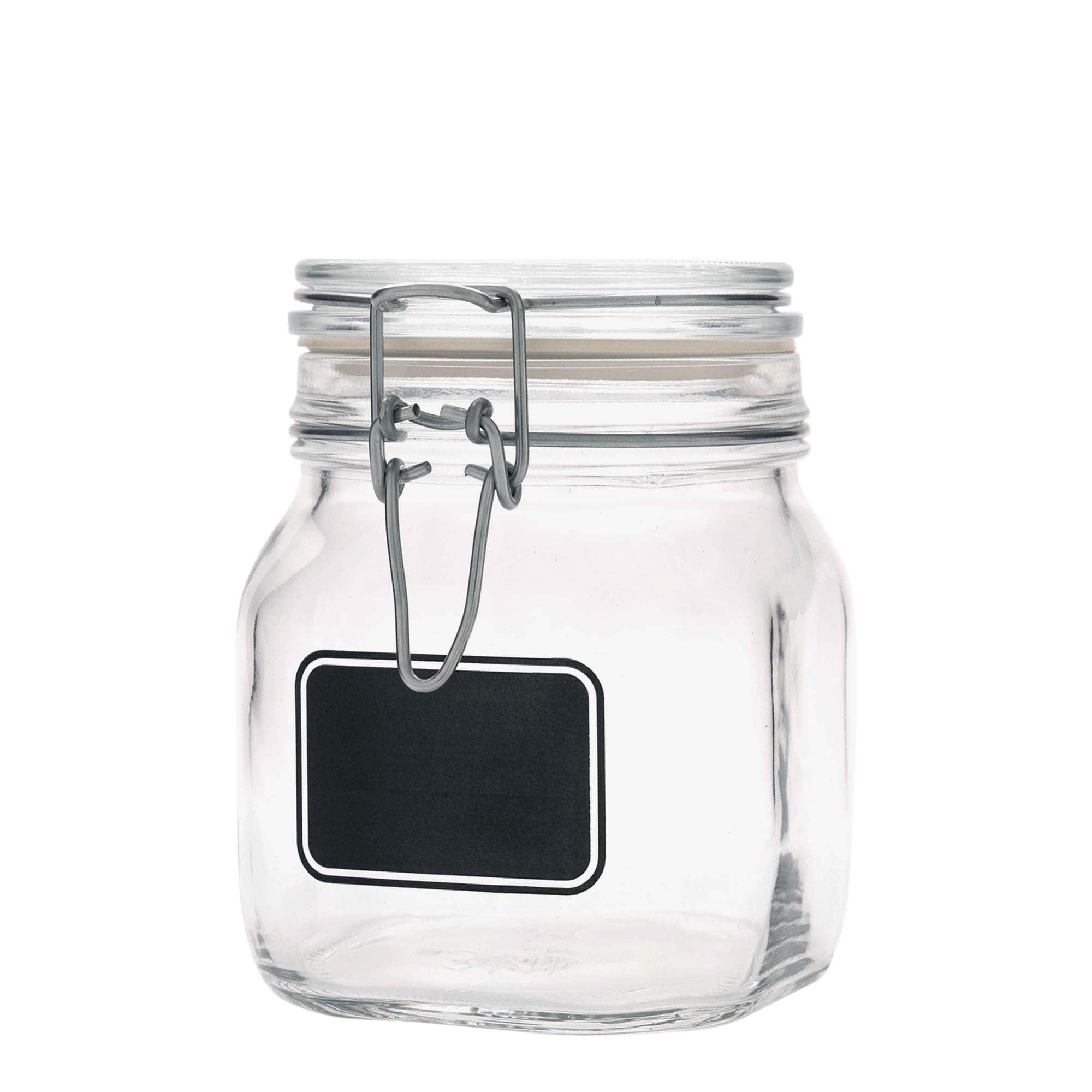 750 ml borcan cu clemă metalică „Fido”, motiv: câmp pentru etichetă, pătrat, gura: închidere cu clemă metalică 750 ml borcan cu clemă metalică „Fido”, motiv: câmp pentru etichetă, pătrat, gura: închidere cu clemă metalică