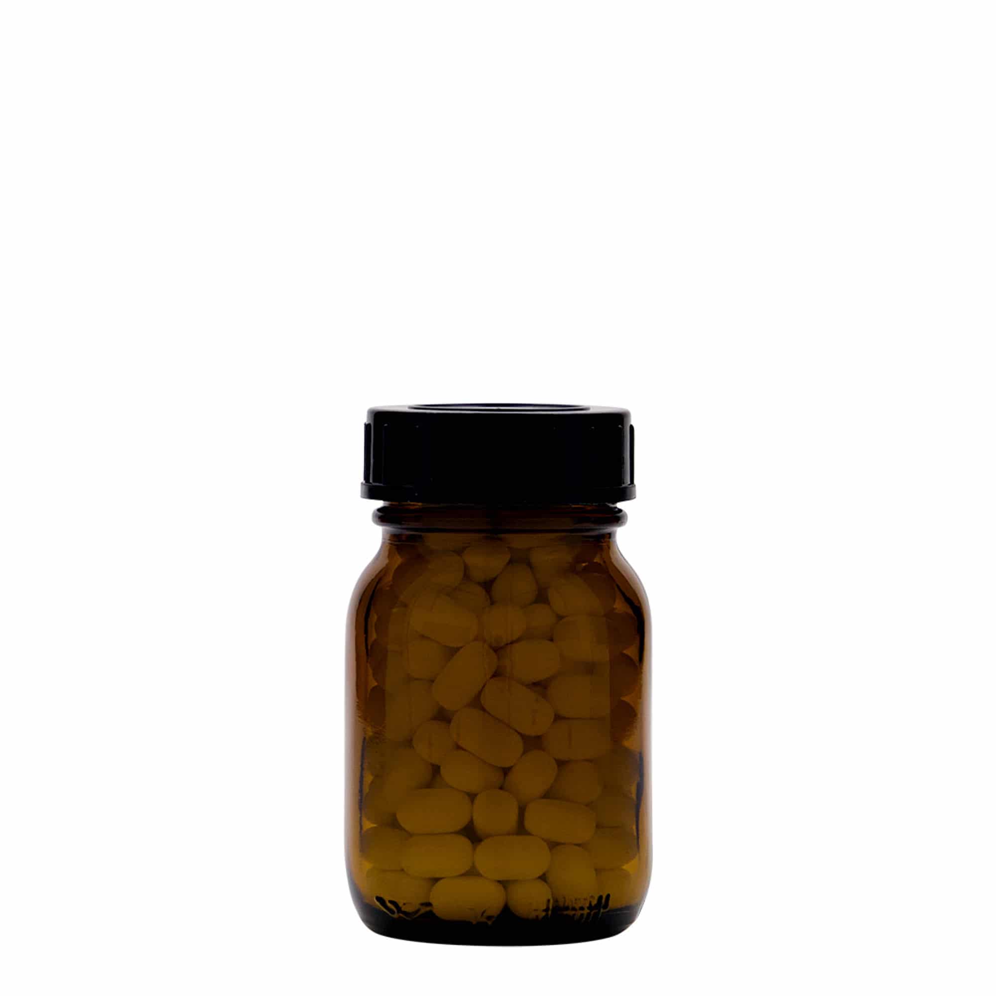 75 ml sticlă cu gât larg, maro, deschidere: DIN 40