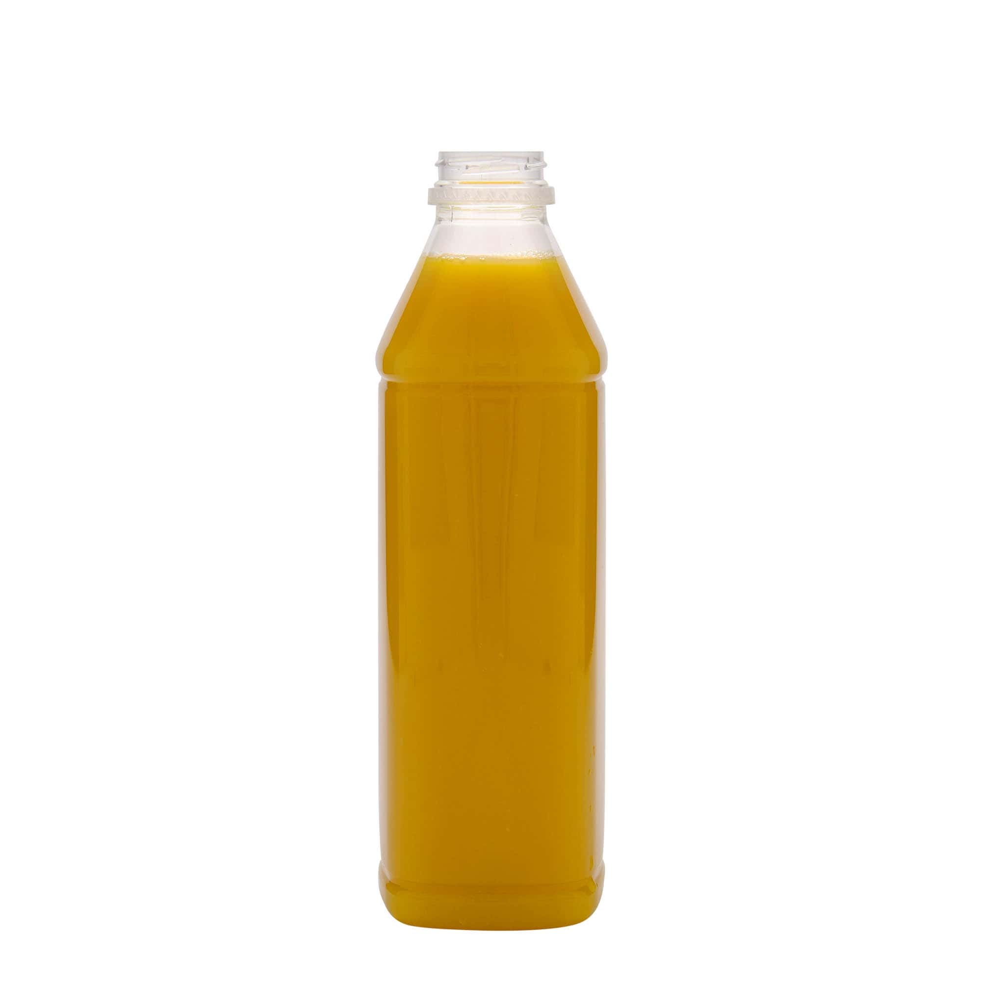 1.000 ml sticlă PET „Milk and Juice Carré”, pătrată, plastic, gât: 38 mm