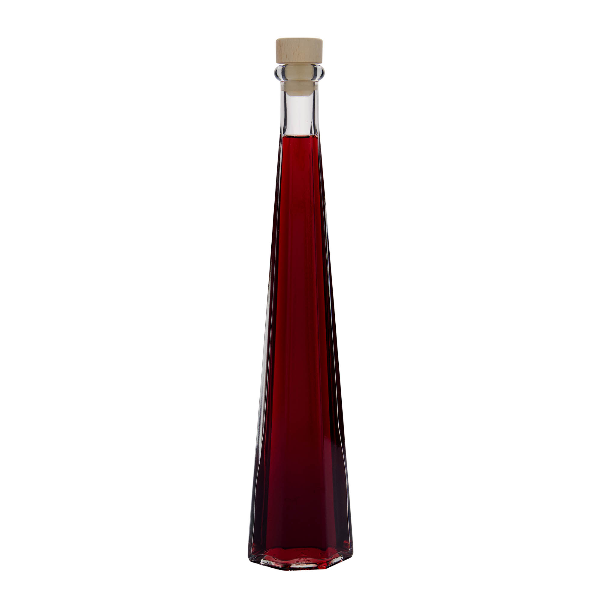 Sticlă de sticlă de 200 ml „Dama Sexta”, hexagonală, gura: dop de plută Sticlă de sticlă de 200 ml „Dama Sexta”, hexagonală, gura: dop de plută