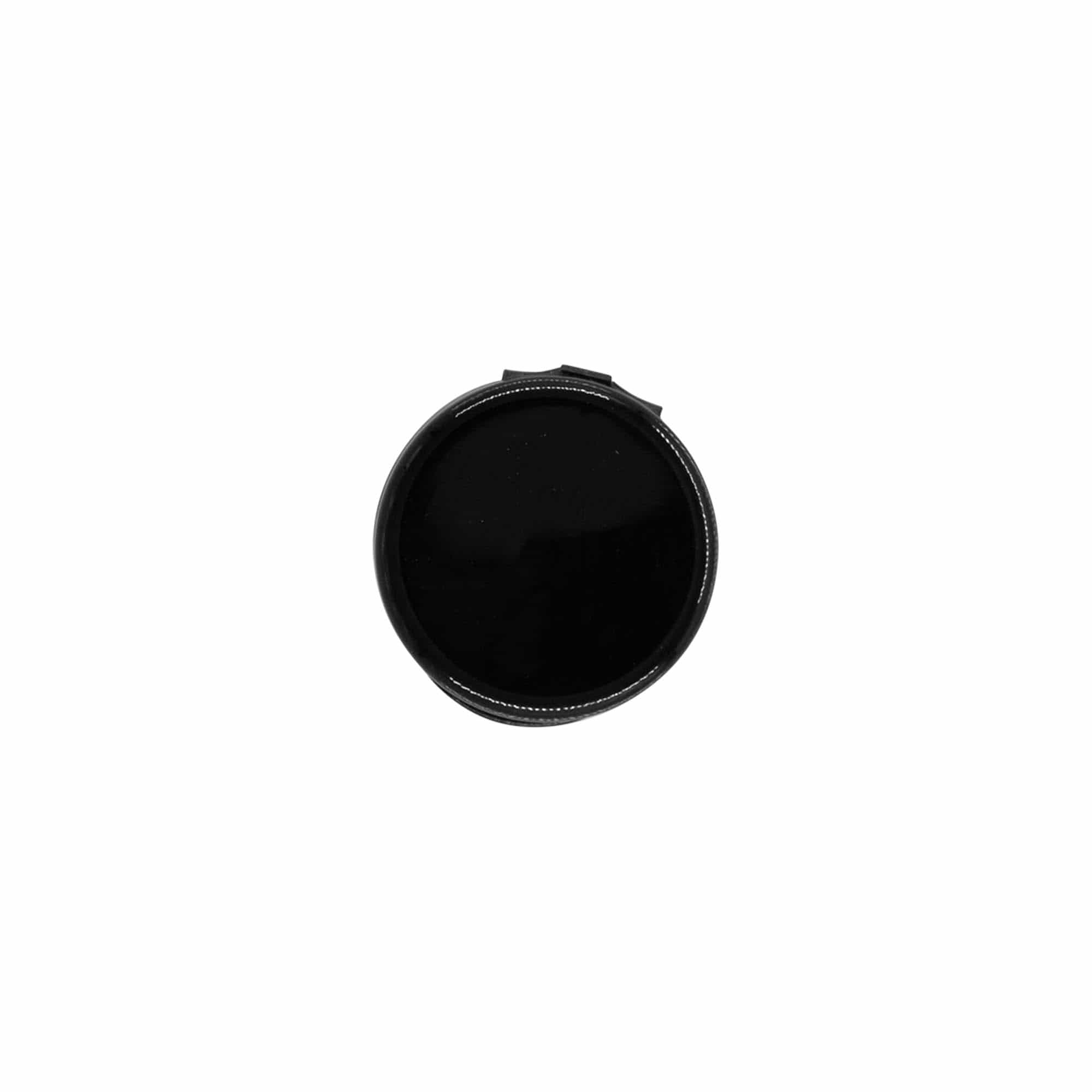 Capac cu filet, balama pliabilă, plastic PP, negru, pentru deschidere: 24/410