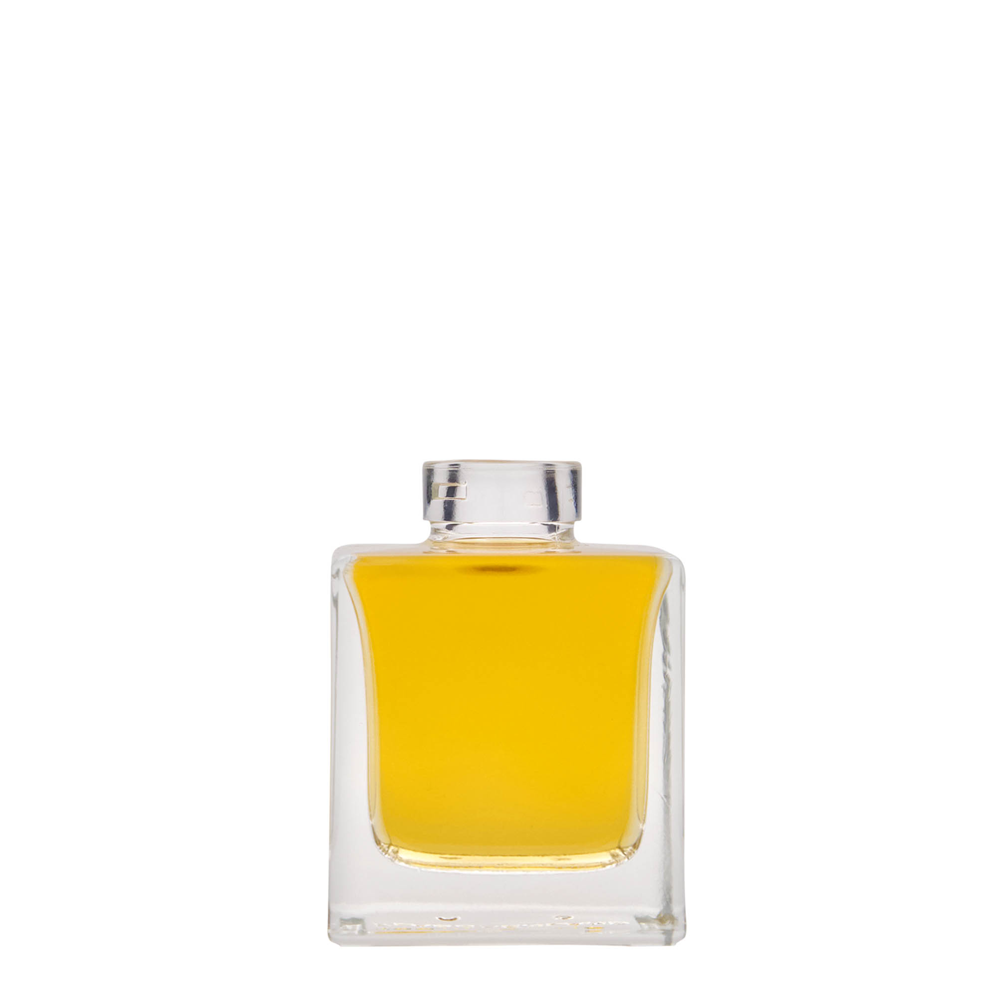 Sticlă de sticlă de 100 ml „Cube”, pătrată, gură: dop de plută Sticlă de sticlă de 100 ml „Cube”, pătrată, gură: dop de plută
