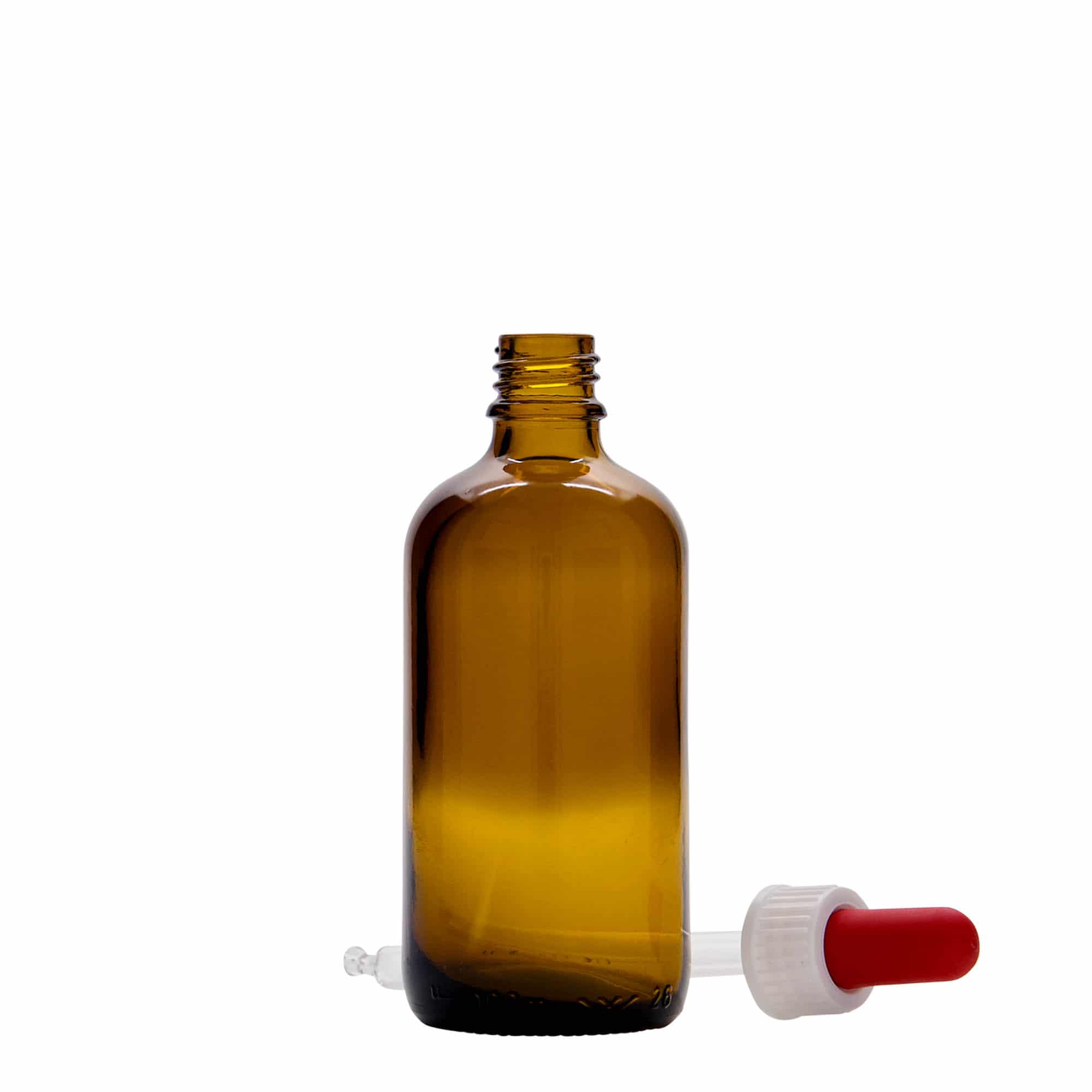100 ml sticlă cu pipetă medicină, sticlă, maro-roșu, gura: DIN 18