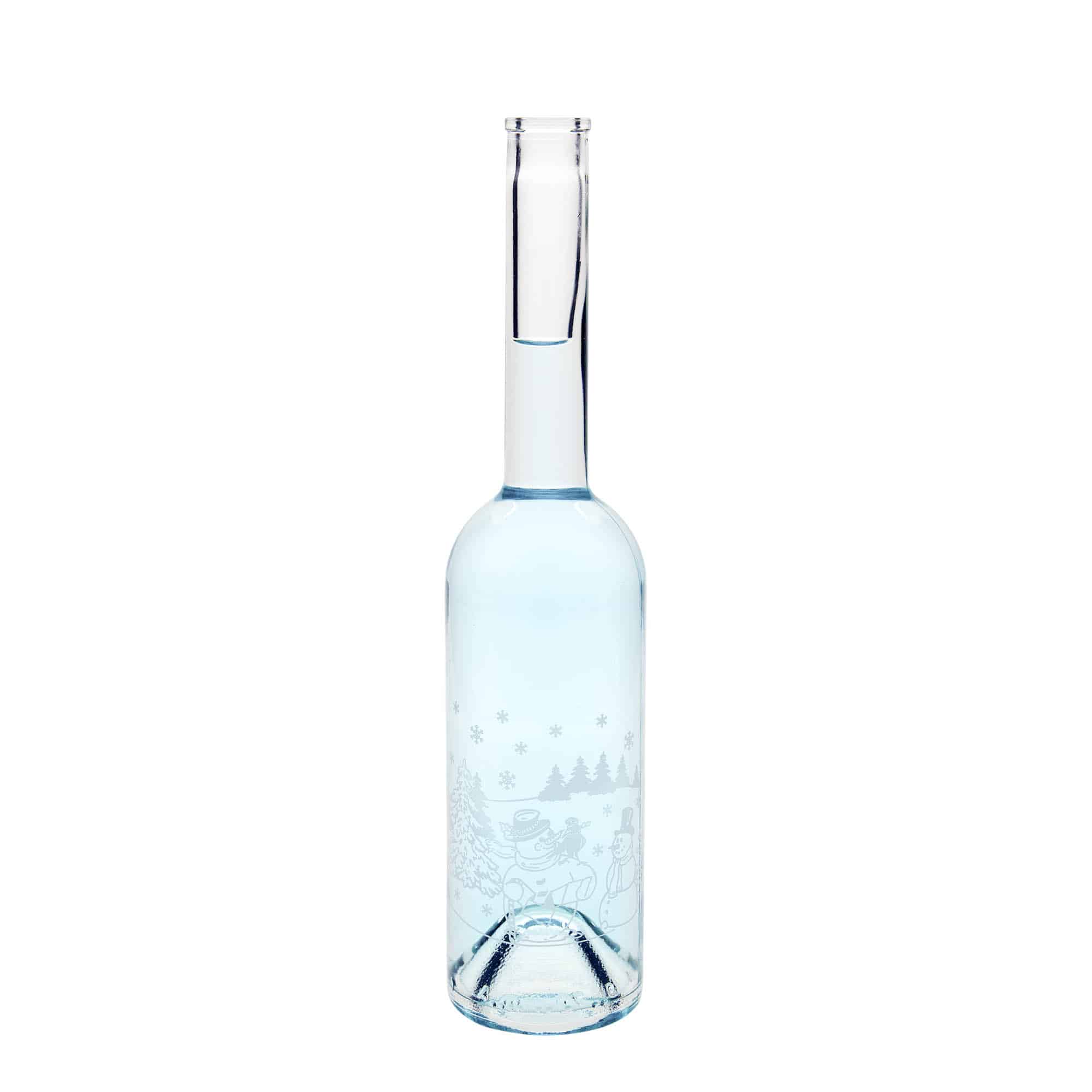 Sticlă de sticlă de 500 ml „Opera”, motiv: sticlă cu om de zăpadă, gât: dop de plută